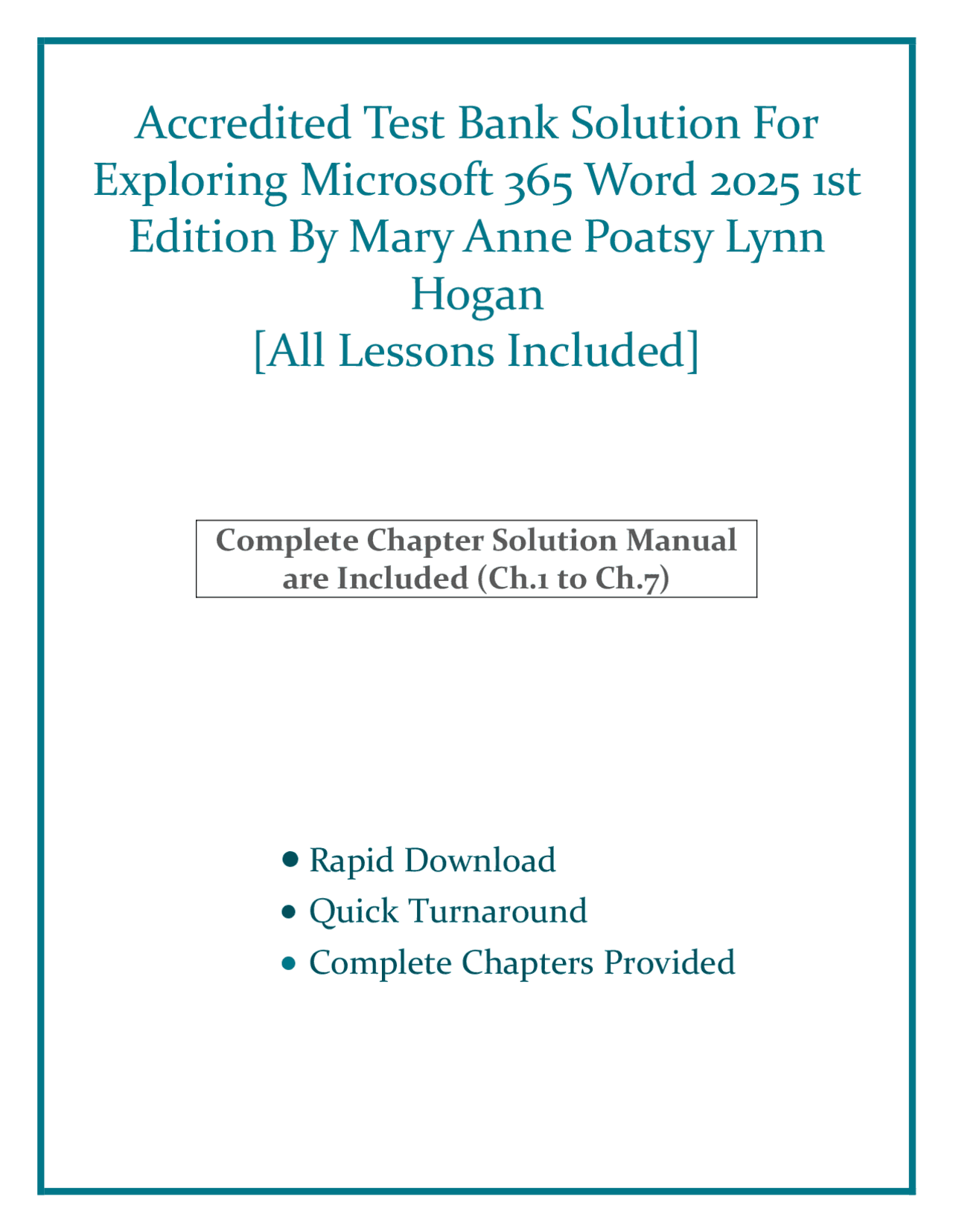 Accredited Test Bank Solution For Exploring Microsoft 365 Word 2025 1st ...