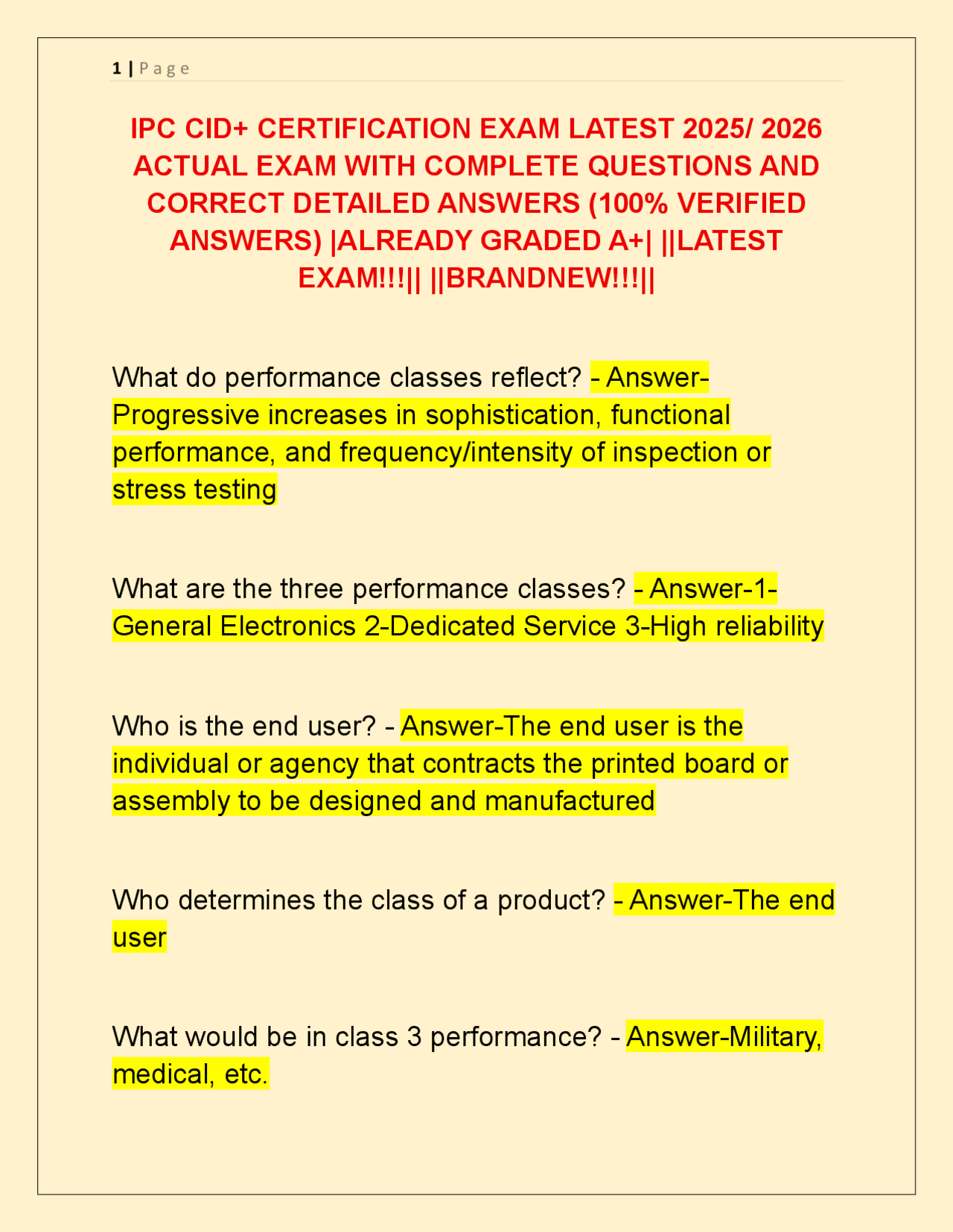 IPC CID+ CERTIFICATION EXAM LATEST 2025/ 2026 ACTUAL EXAM WITH COMPLETE ...