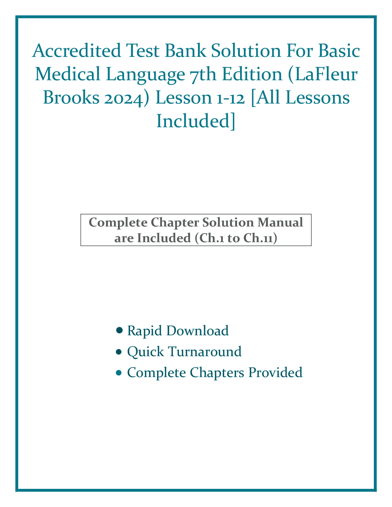 Accredited Test Bank Solution For Basic Medical Language 7th Edition ...