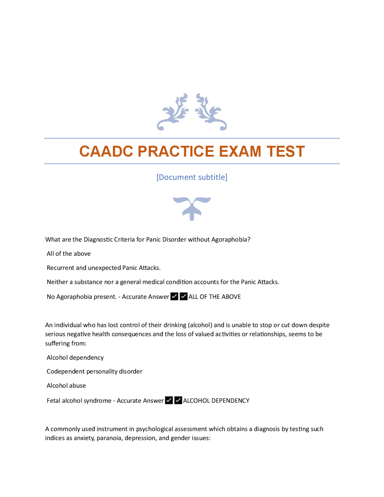 CAADC FINAL EXAM STUDY GUIDE 2025 2026 ACCURATE QUESTIONS AND CORRECT ...