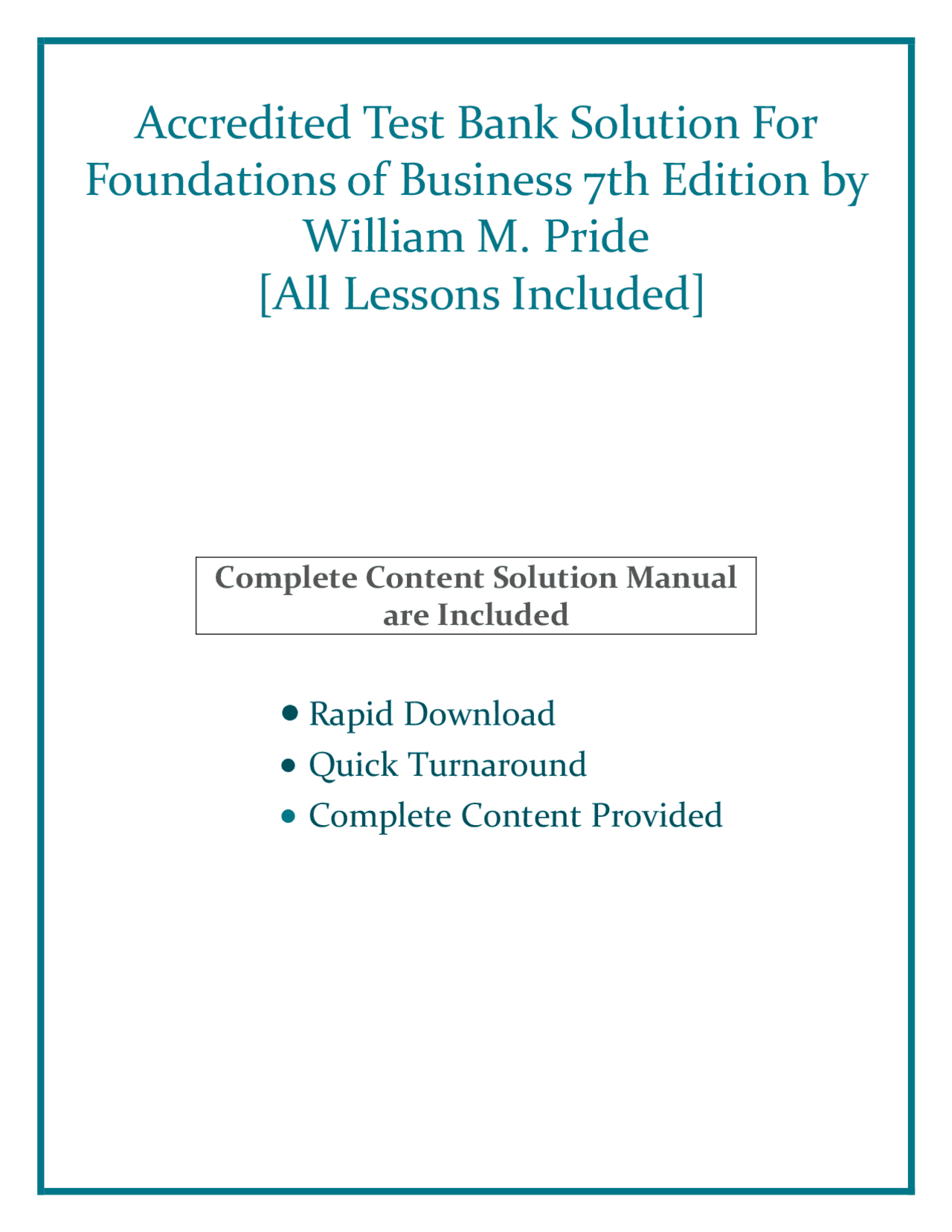Accredited Test Bank Solution For Foundations of Business 7th 