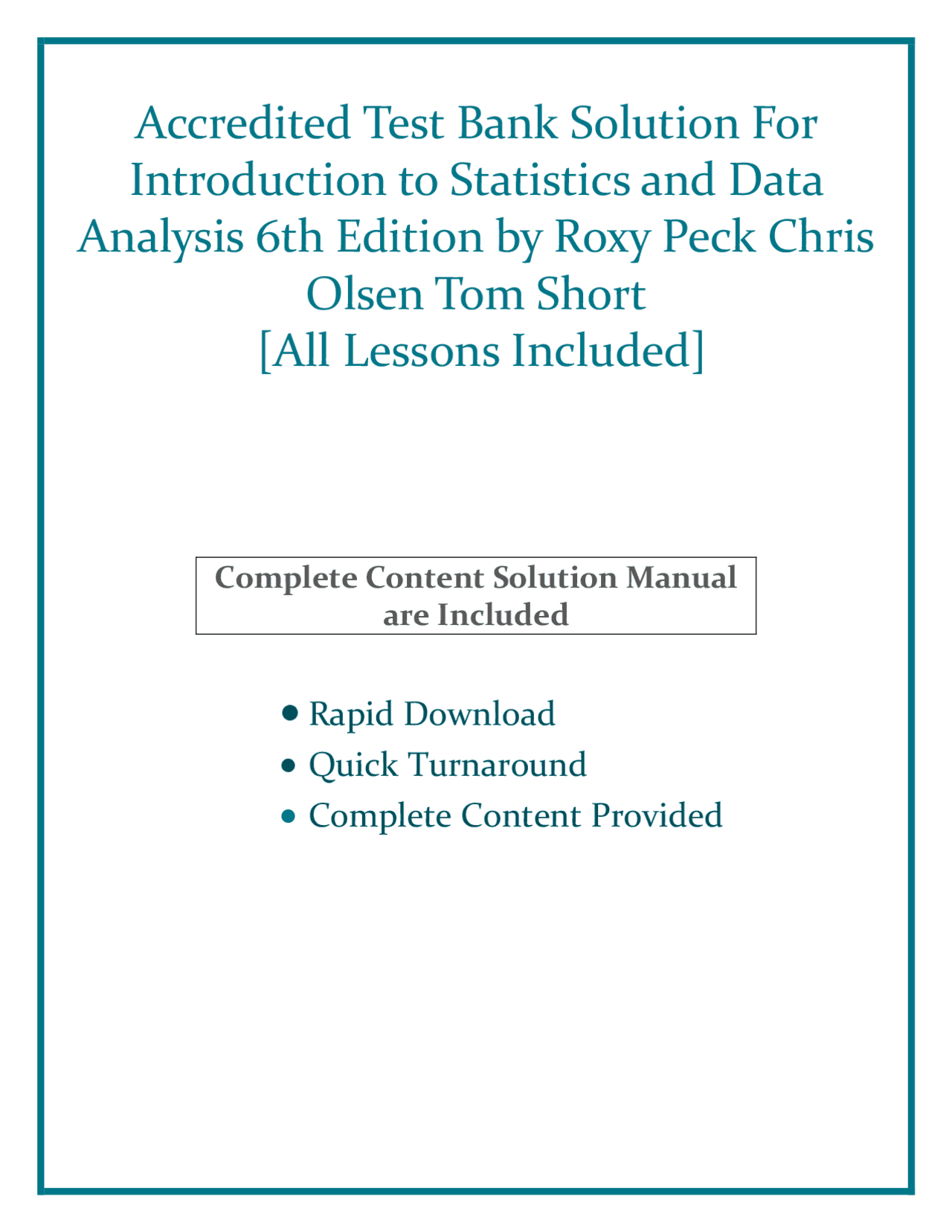 Accredited Test Bank Solution For Introduction to Statistics and Data ...