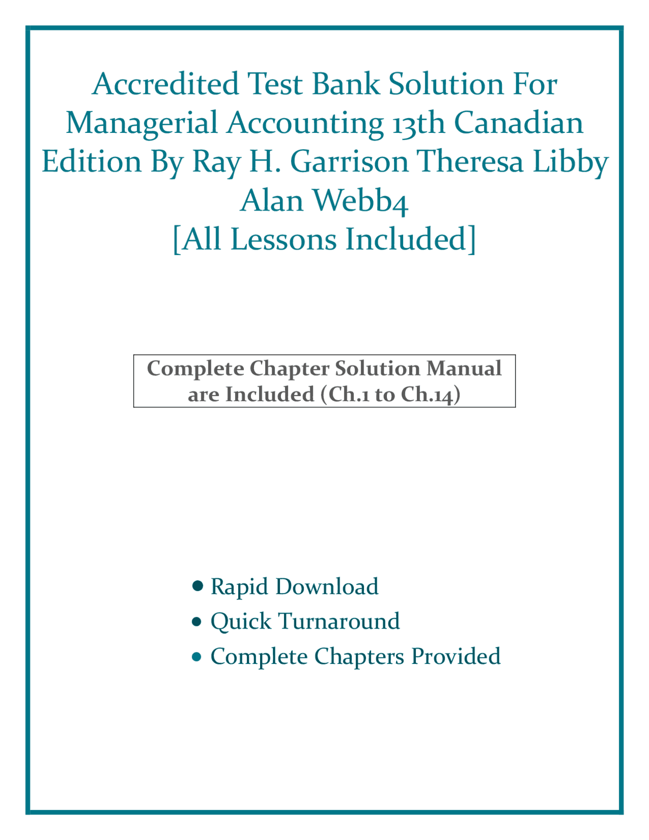 Accredited Test Bank Solution For Managerial Accounting 13th Canadian ...