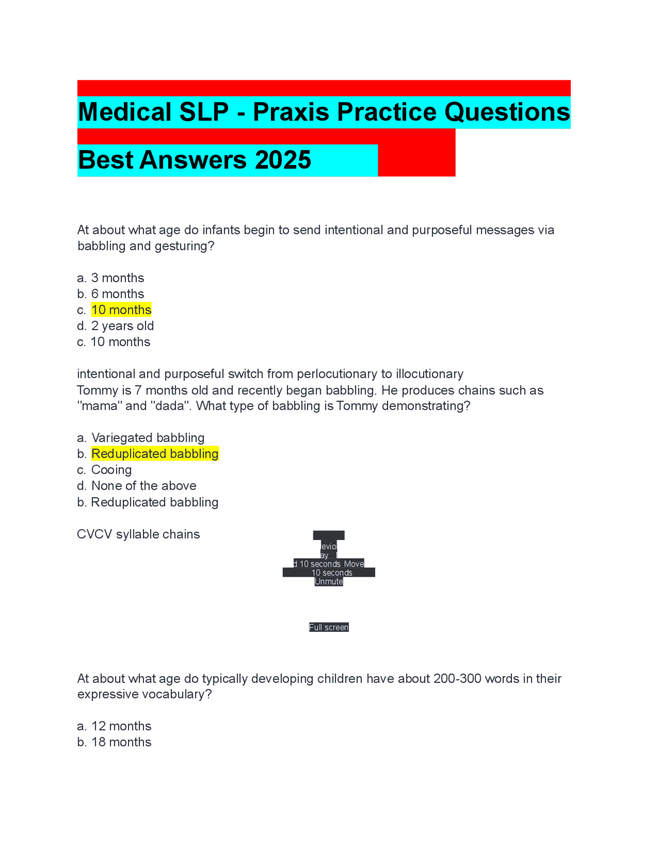 Medical SLP - Praxis Practice Questions Best Answers 2025 | Exams ...