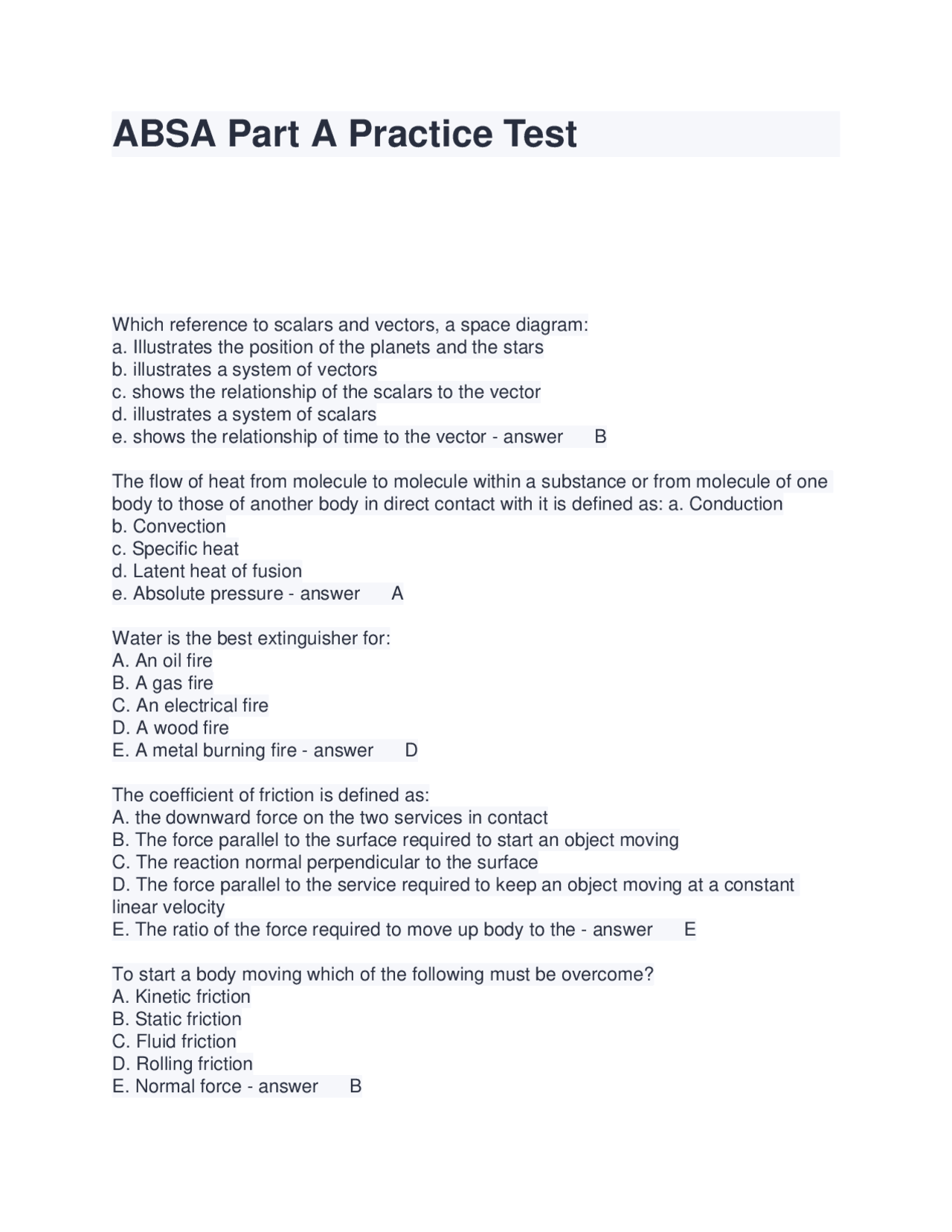 Absa Faqs.pdf ABSA Part A Practice Test Questions with Correct Answers | Exams ...