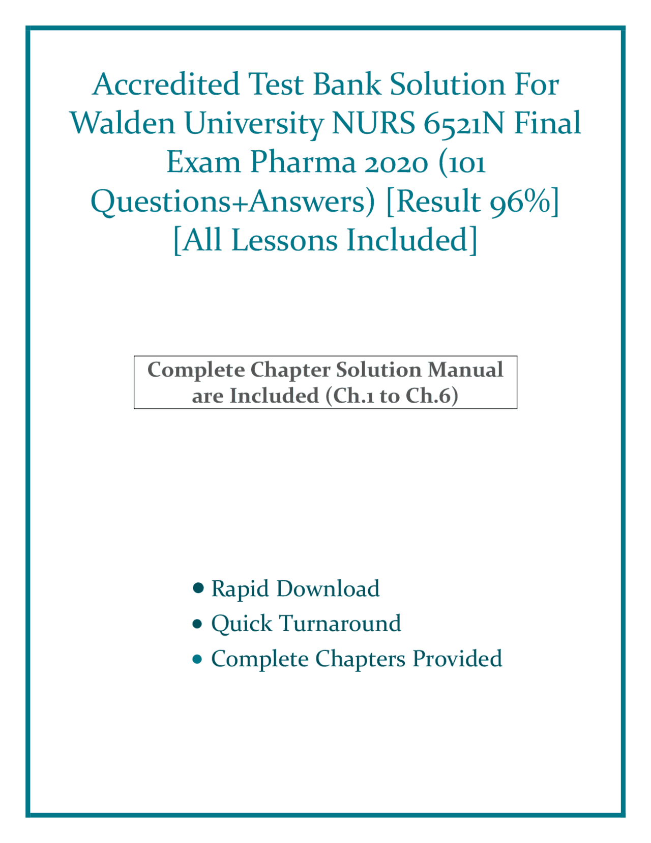 Accredited Test Bank Solution For Walden University NURS 6521N Final ...