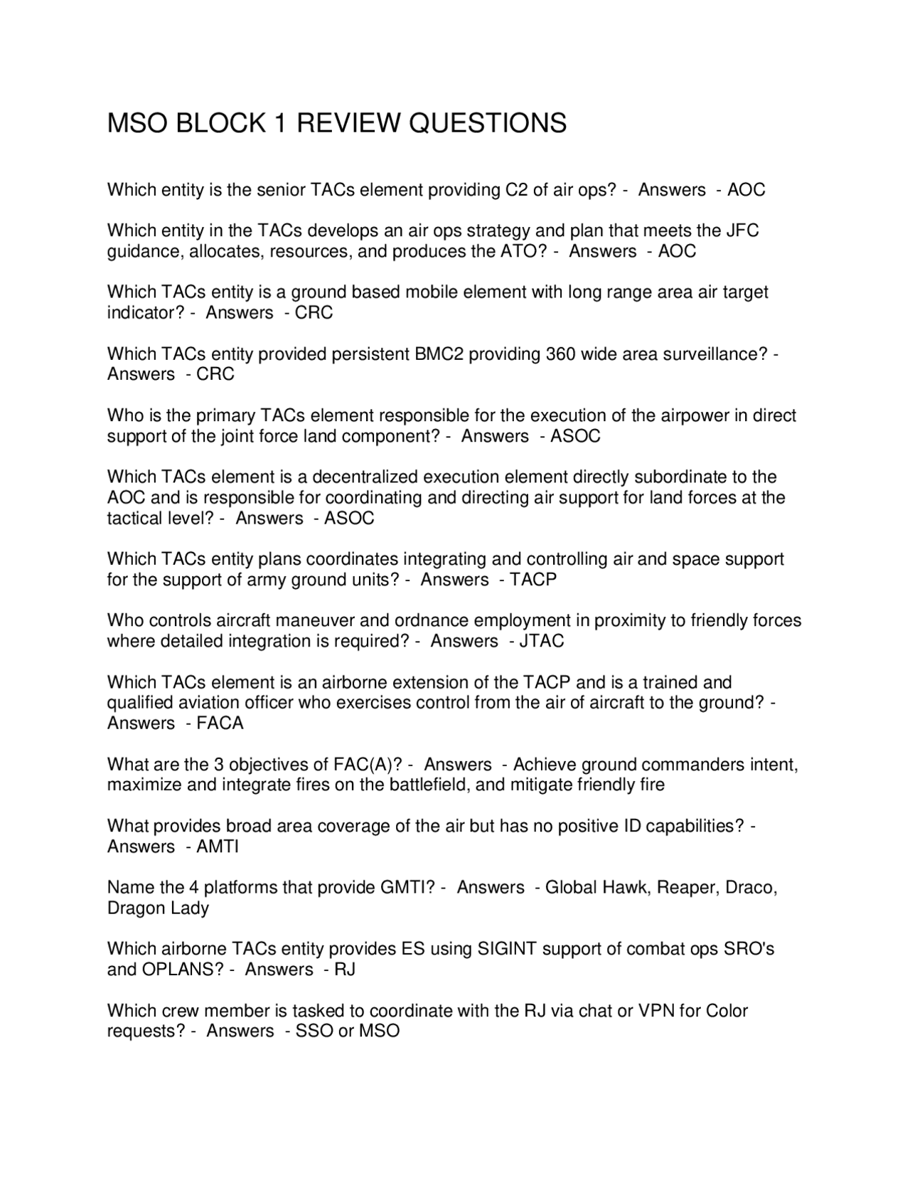 Mso Assignment Example MSO BLOCK 1 REVIEW QUESTIONS AND ANSWERS | Exams Social Sciences | Docsity