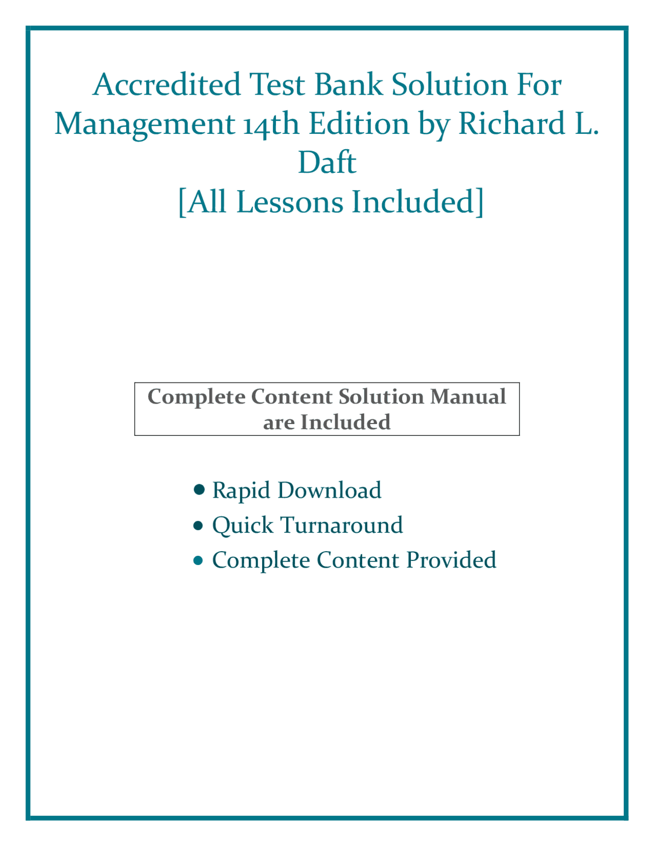Accredited Test Bank Solution For Management 14th Edition by Richard L ...