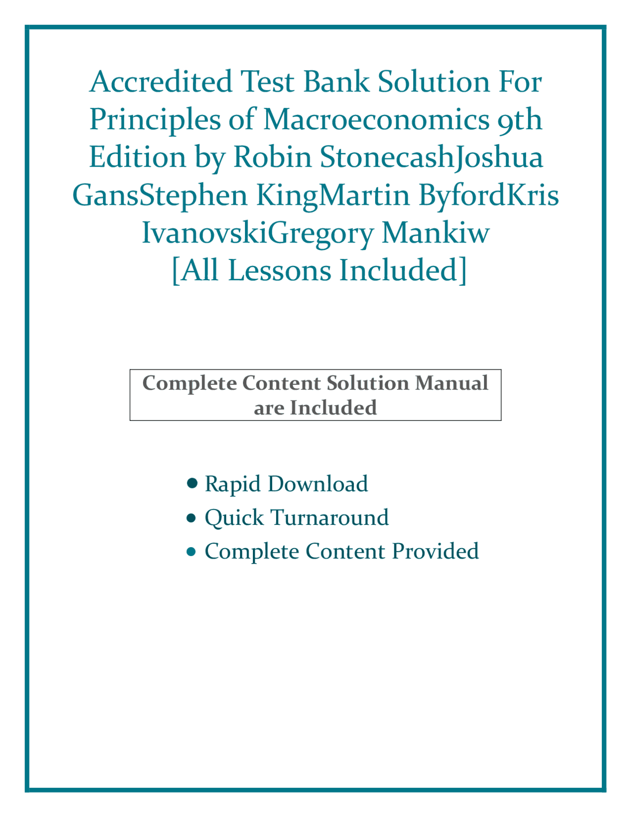Accredited Test Bank Solution For Principles of Macroeconomics 9th ...