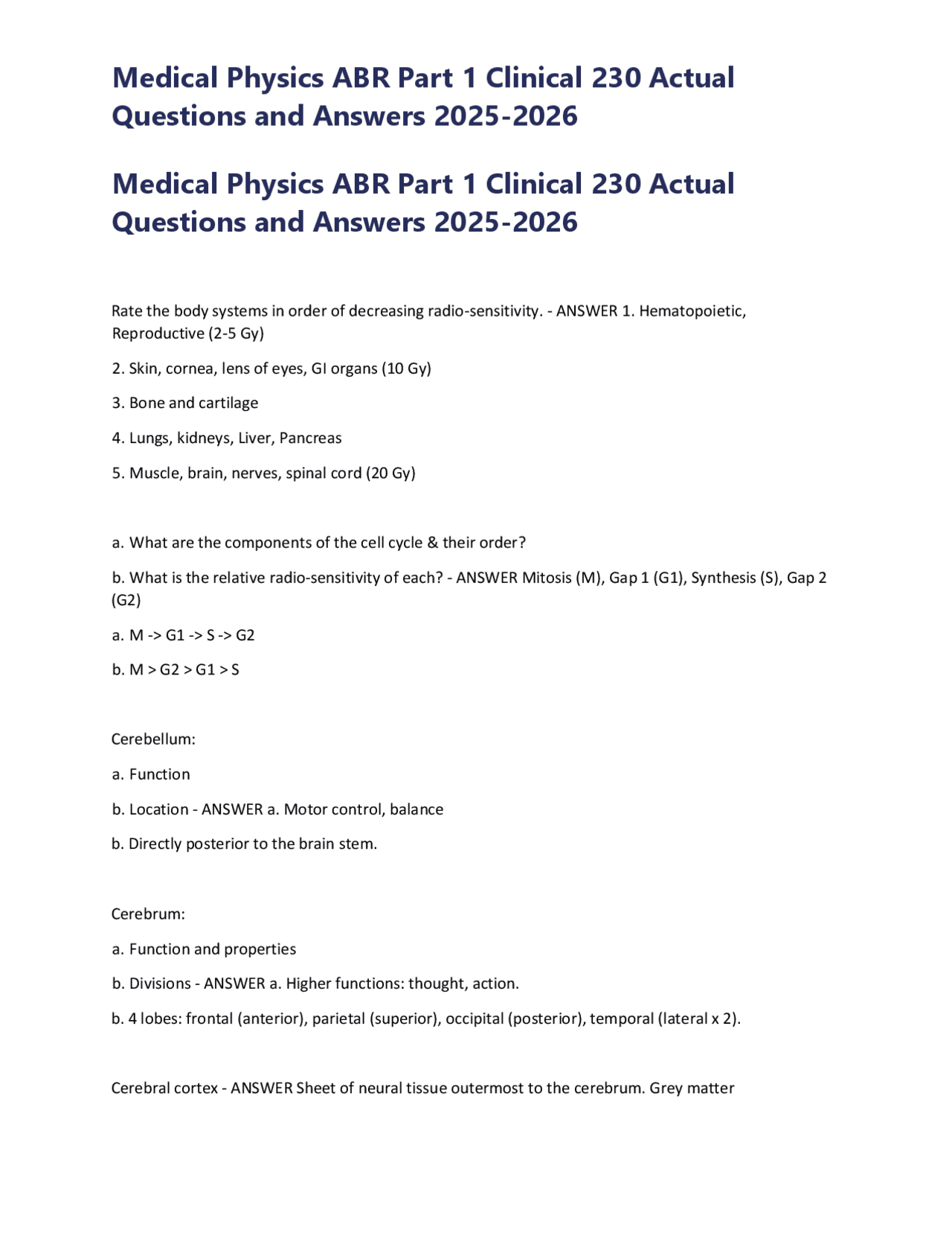 Medical Physics ABR Part 1 Clinical Exam Q&A (2025-2026) | Exams ...