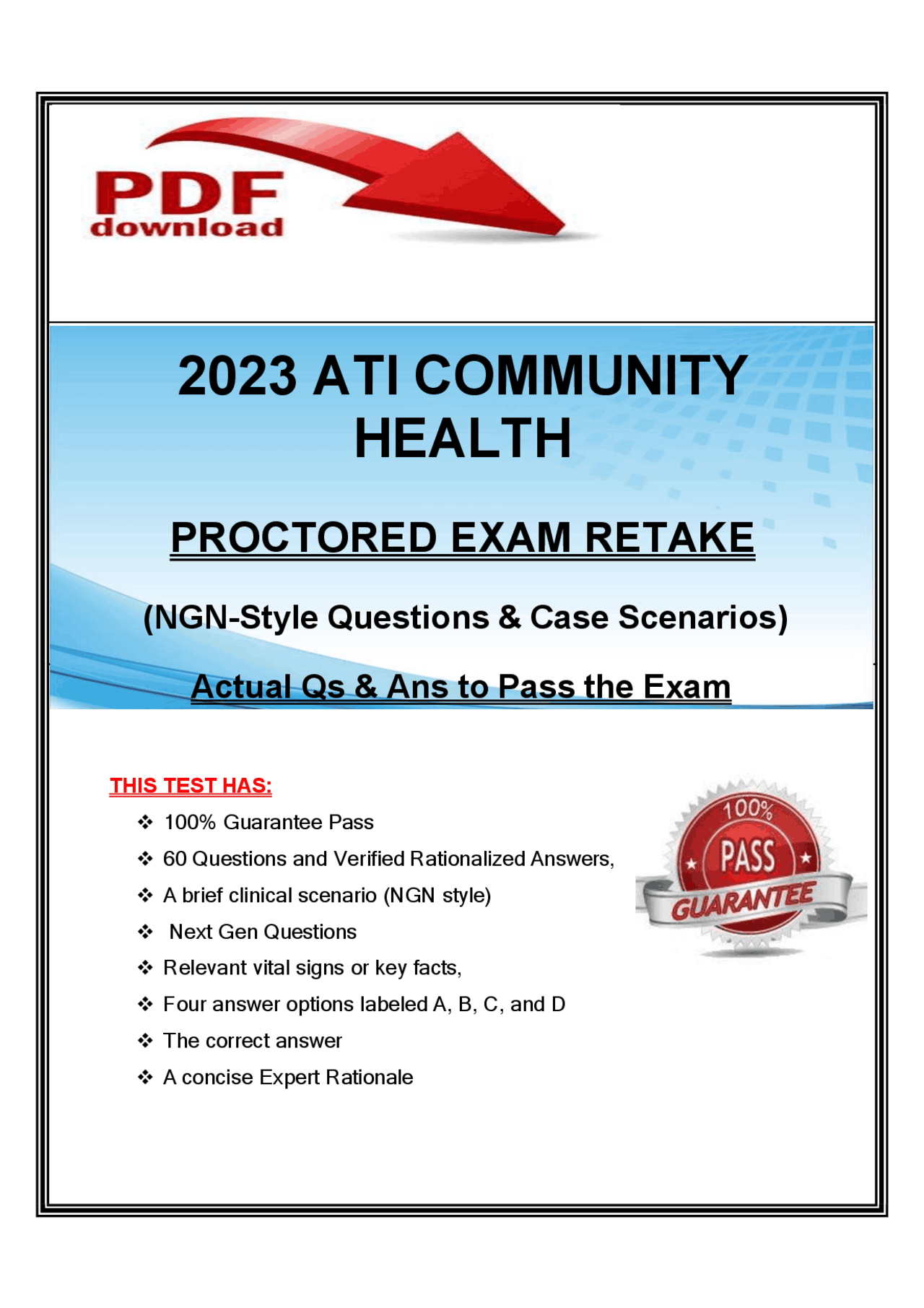 2023 ATI Community Health Proctored Exam Retake | NGN-Style Questions ...