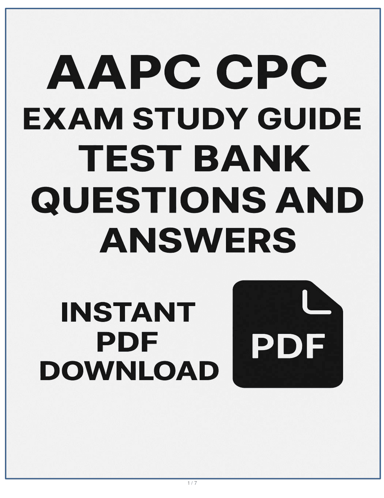 AAPC CPC Exam Study Guide & Test Bank | 2025 Updated Questions and ...