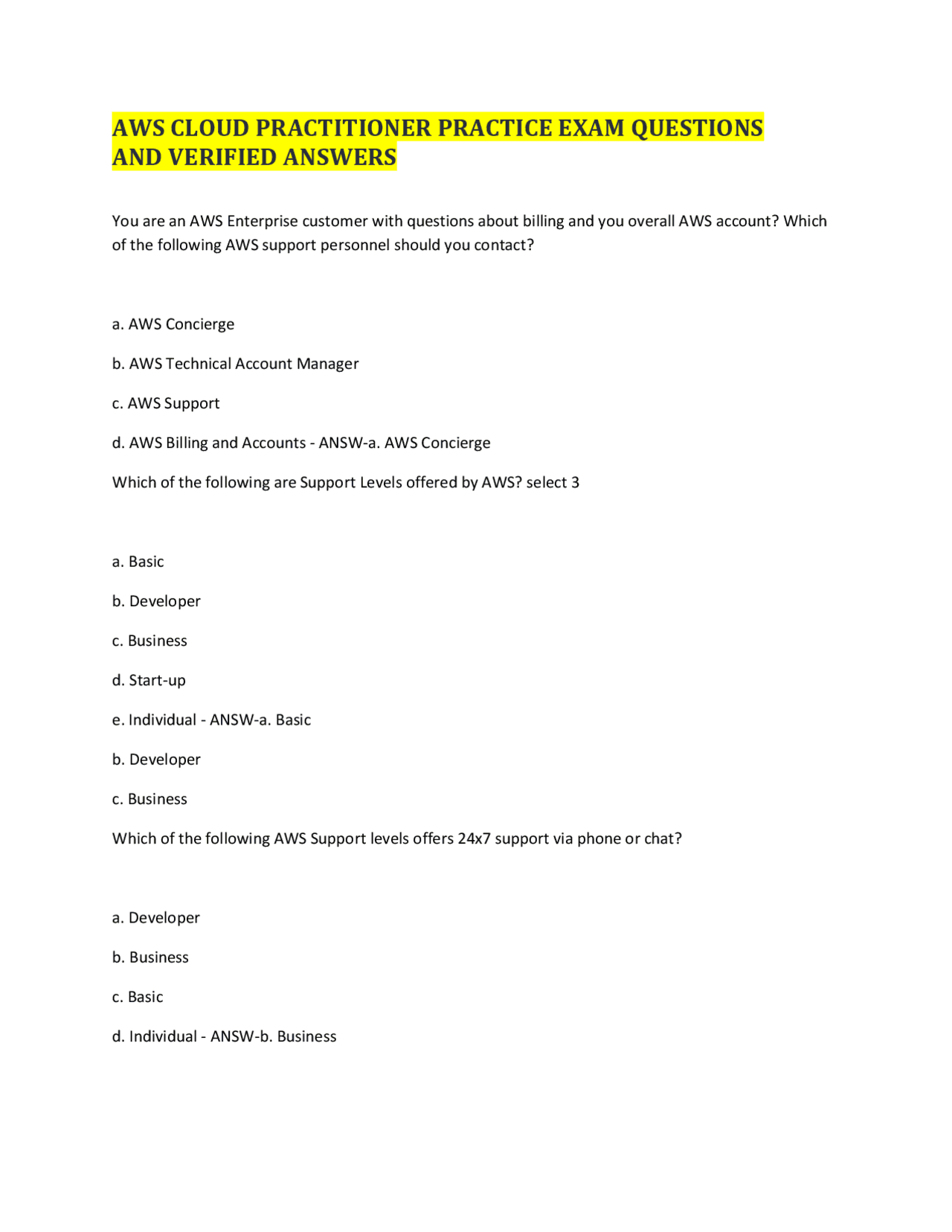 AWS Cloud Practitioner Practice Exam Questions | Exams Advanced ...