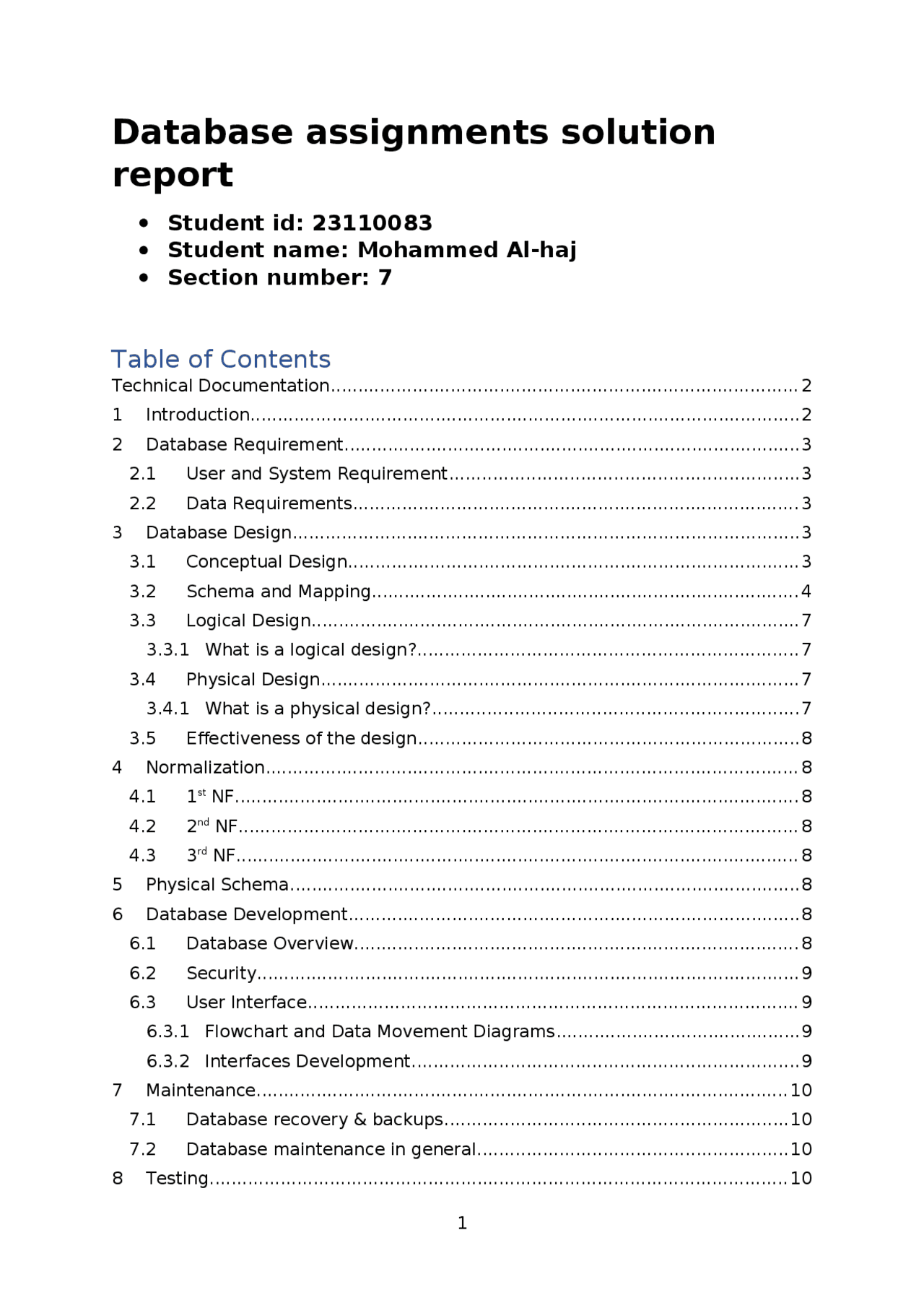 Database BTEC document | Study Guides, Projects, Research Database ...