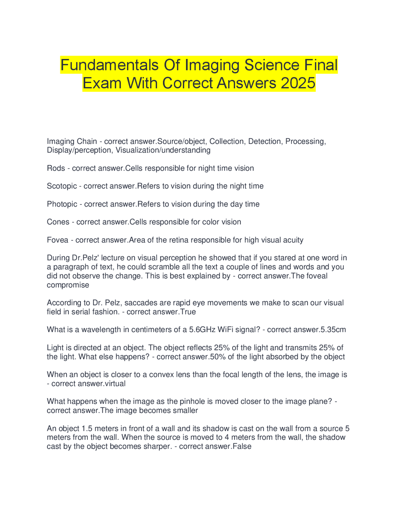 Imaging Science Fundamentals: Exam Questions and Answers | Exams ...