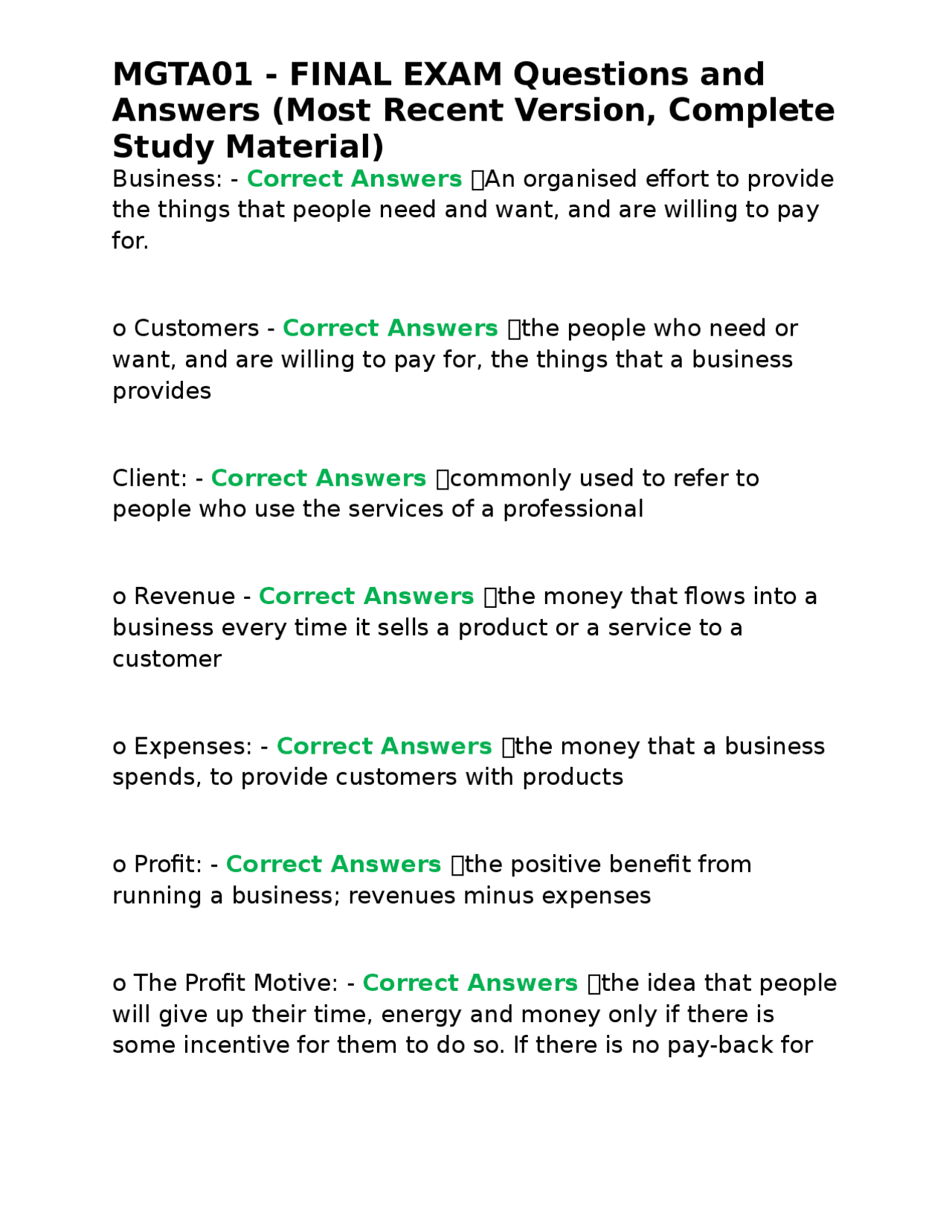 MGTA01 - FINAL EXAM Questions and Answers (Most Recent Version ...