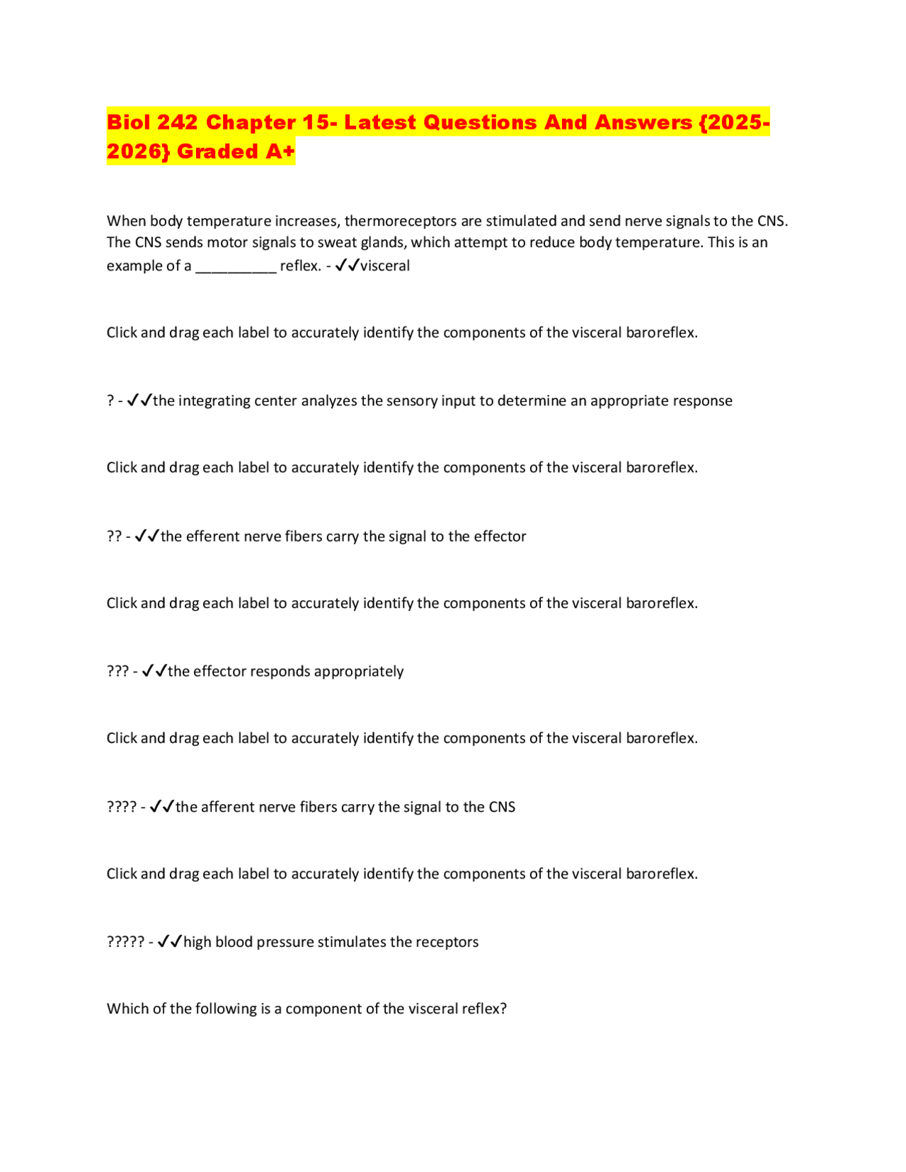 Biol 242 Chapter 15- Latest Questions And Answers {2025- 2026} Graded ...