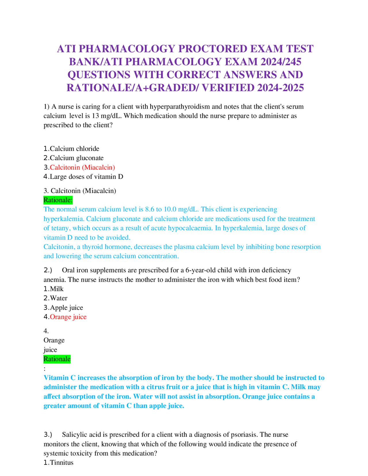 ATI Pharmacology Proctored Exam Test Bank | Verified Questions and ...