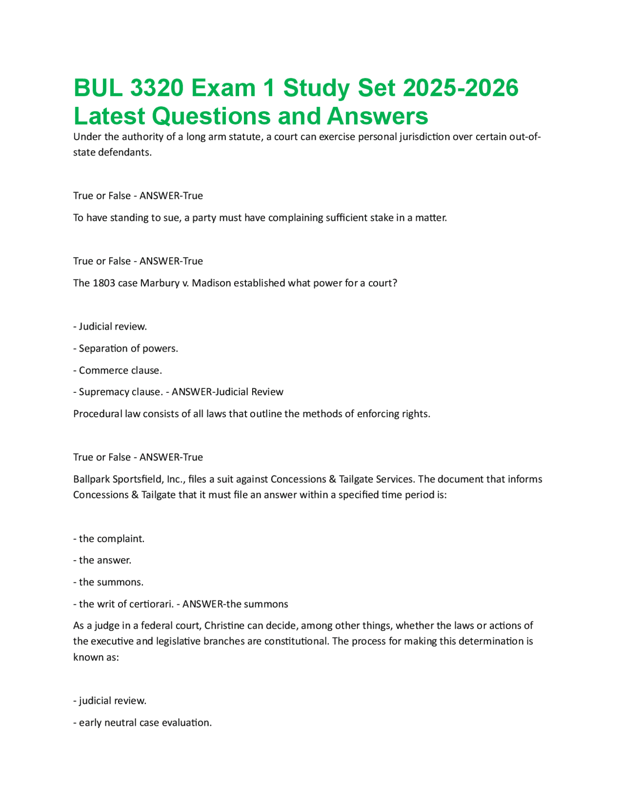 Business Law Exam 1 Study Guide: Questions and Answers | Exams Advanced ...