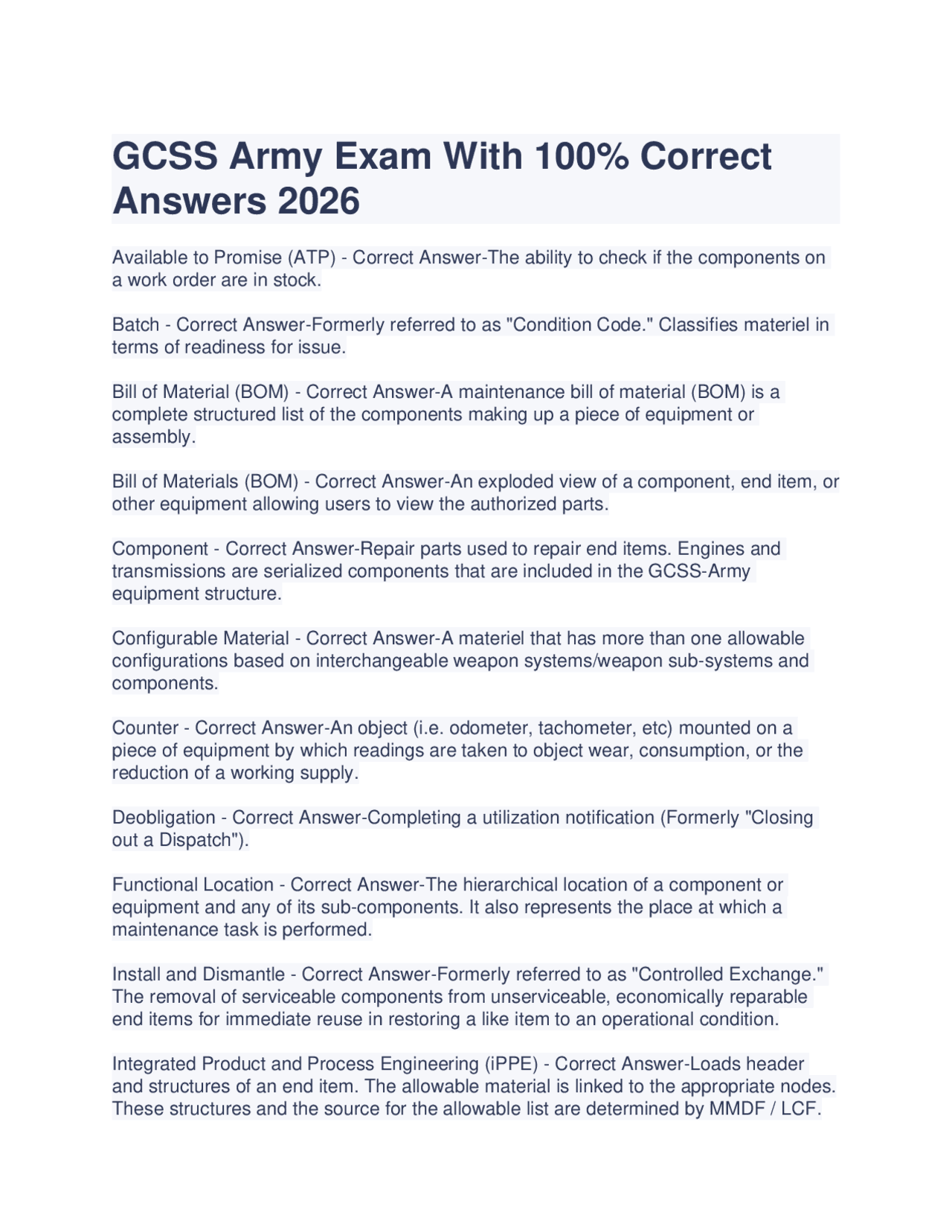 GCSS Army Exam Questions and Answers 2026 | Exams Advanced Education ...