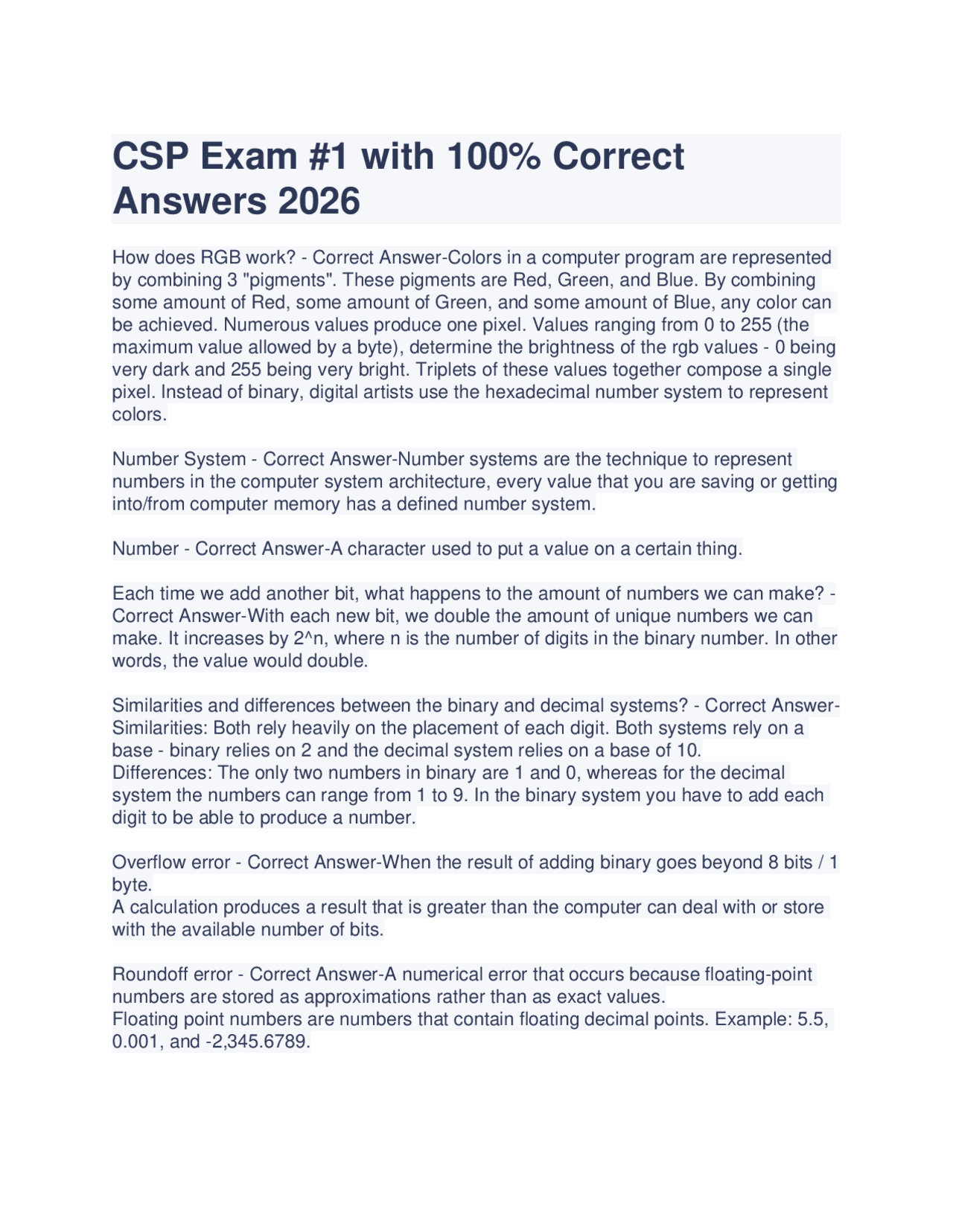 CSP Exam #1: Computer Science Fundamentals Q&A | Exams Advanced ...