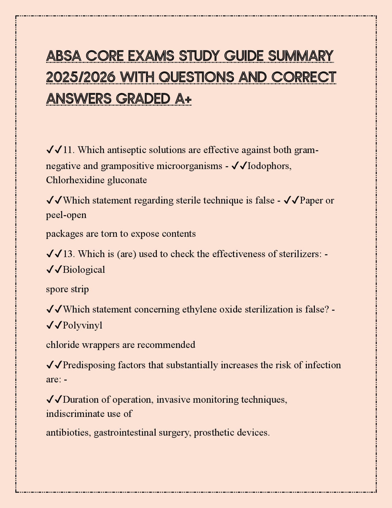 ABSA CORE EXAMS STUDY GUIDE SUMMARY 2025/2026 WITH QUESTIONS AND ...