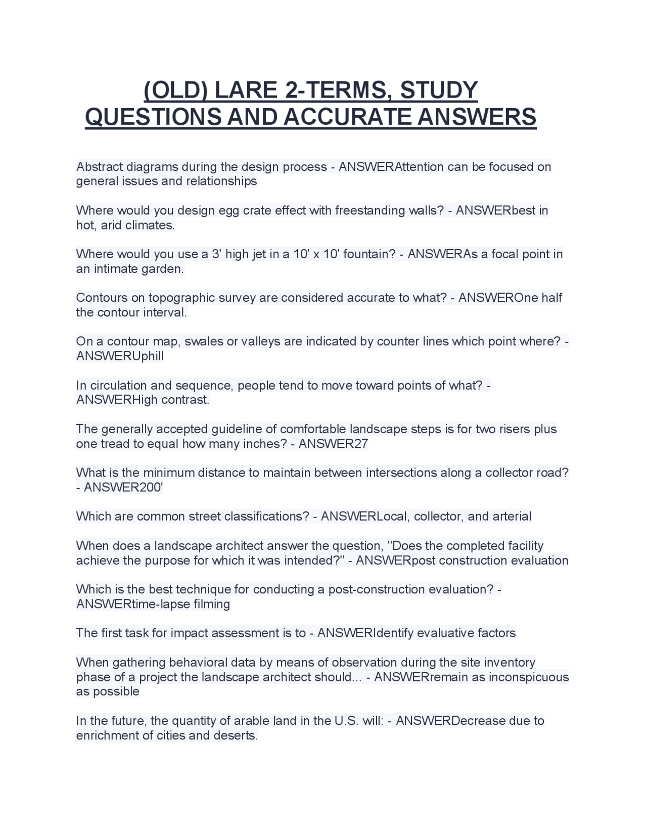 LARE Exam Prep: Landscape Architecture Study Questions and Answers ...