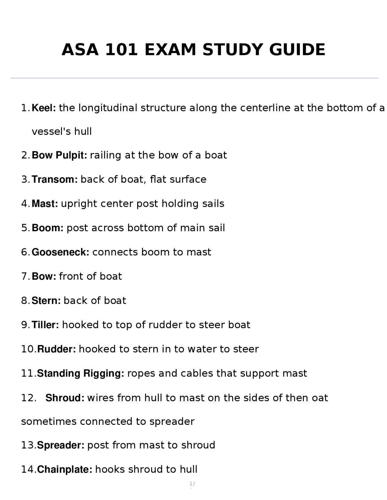 ASA 101 Exam Study Guide: Sailing Terminology and Rules | Study Guides, Projects, Research ...