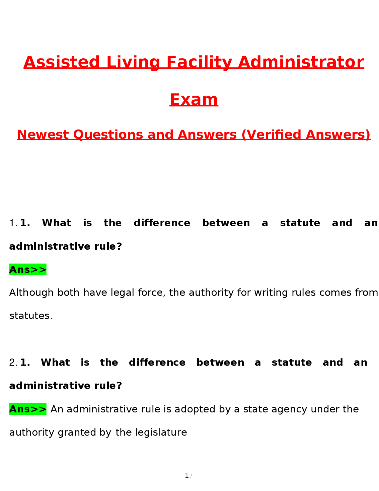 Assisted Living Facility Manager Exam 2025 – Newest 250 Practice Guide ...