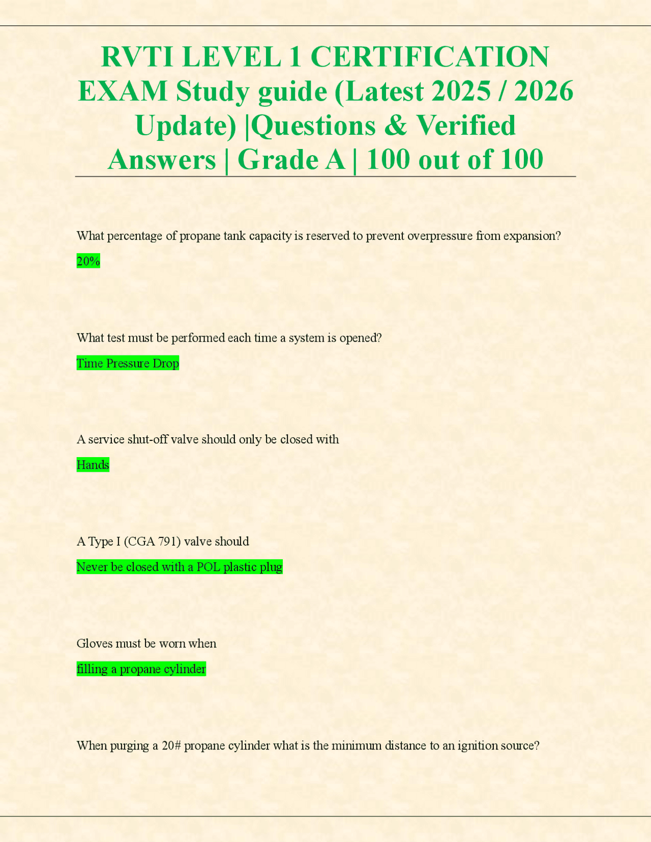 Rvt Study Material RVTI LEVEL 1 CERTIFICATION EXAM Study guide (Latest 2025 / 2026 Update ...