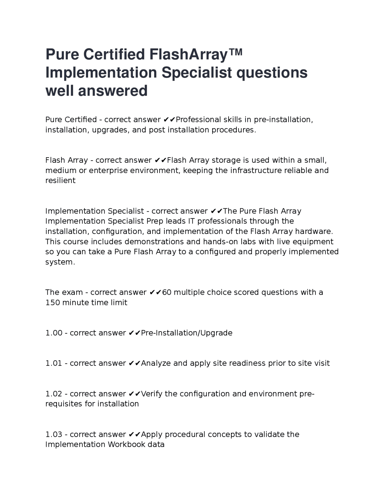 Pure Certified FlashArray Implementation Specialist Exam Questions ...