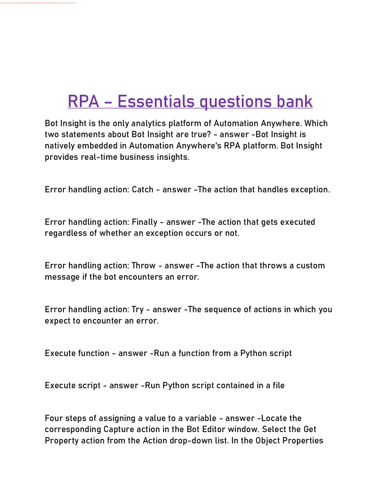 RPA Essentials: Automation Anywhere Questions and Answers | Exams ...