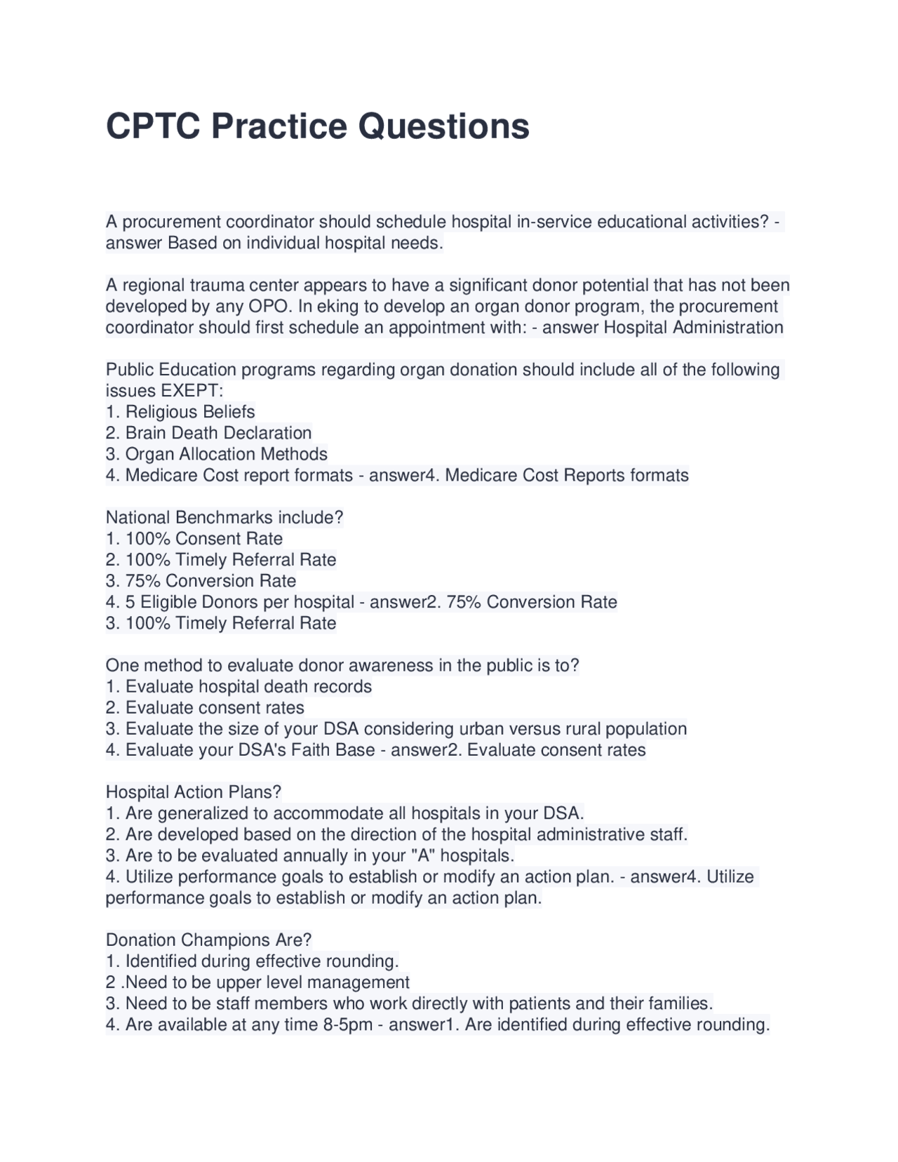 CPTC Exam Practice Questions and Answers | Exams Advanced Education ...