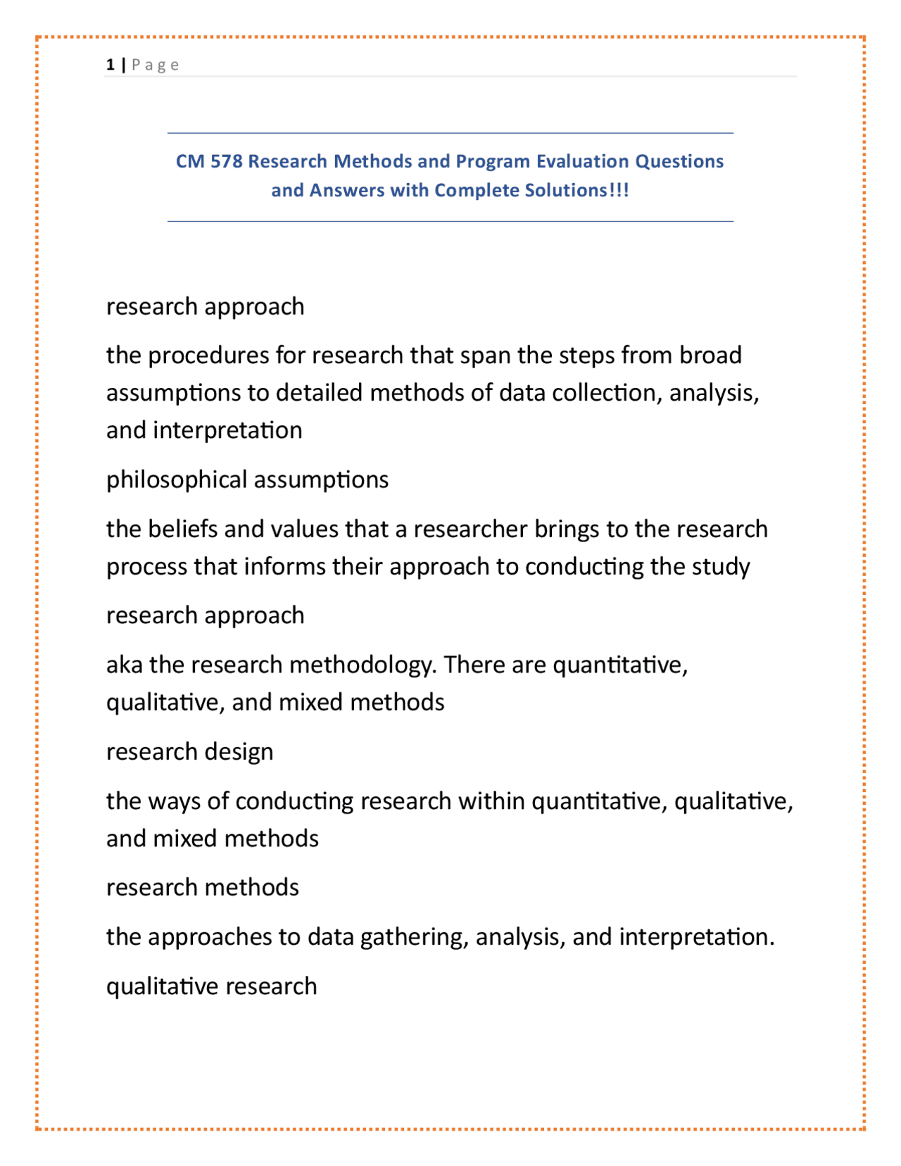 Research Methods and Program Evaluation: Key Concepts and Definitions ...