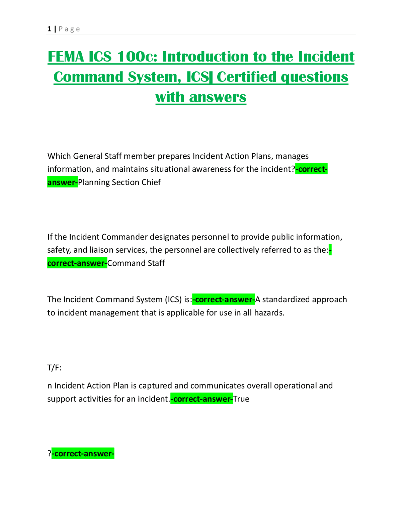 FEMA ICS 100c: Introduction to Incident Command System - Certified ...