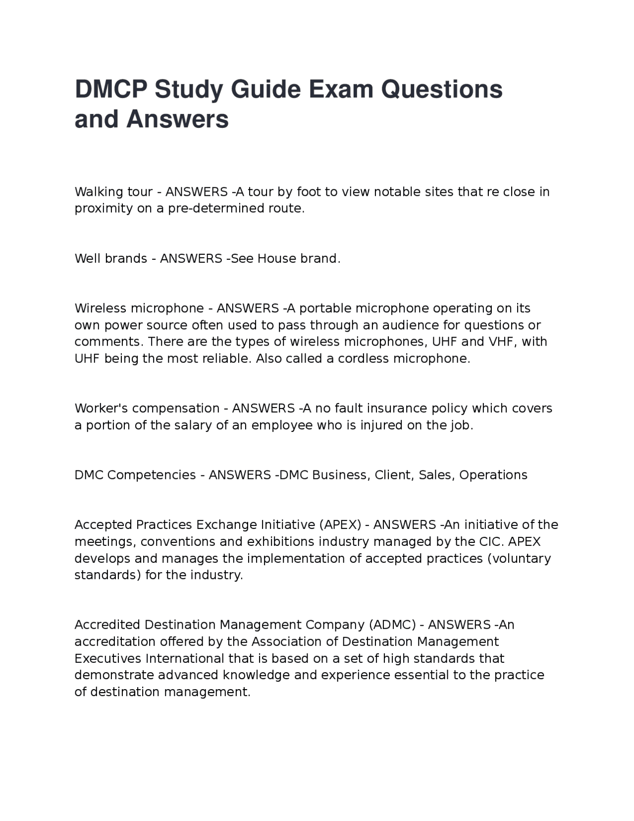 DMCP Exam Study Guide: Questions and Answers | Exams Advanced Education ...