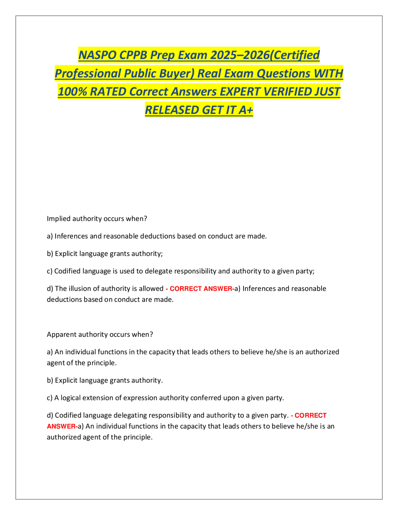 NASPO CPPB Exam Prep: Questions and Answers for Public Buyers | Exams ...