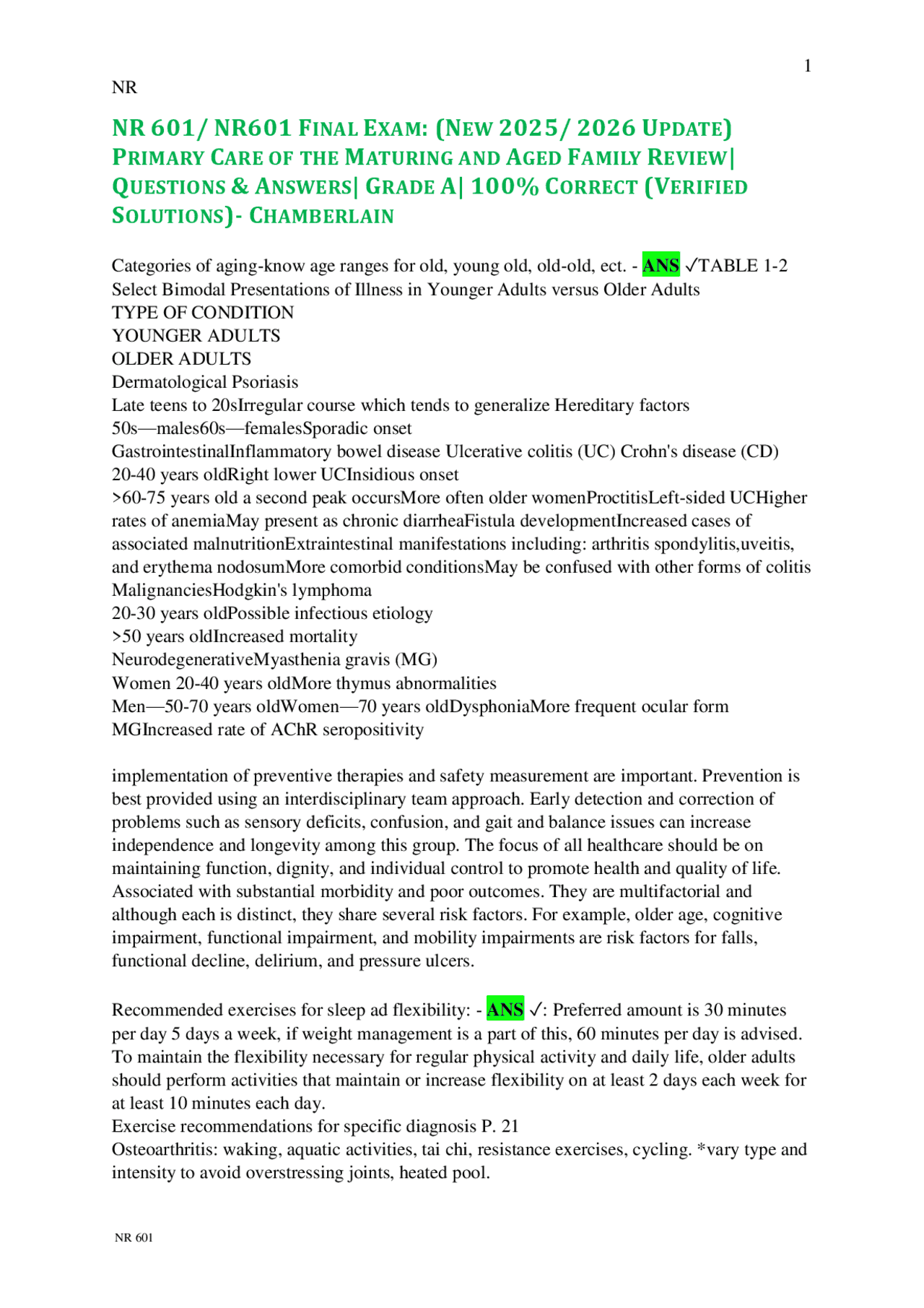 NR 601/ NR601 FINAL EXAM: (NEW 2025/ 2026 UPDATE) PRIMARY CARE OF THE ...