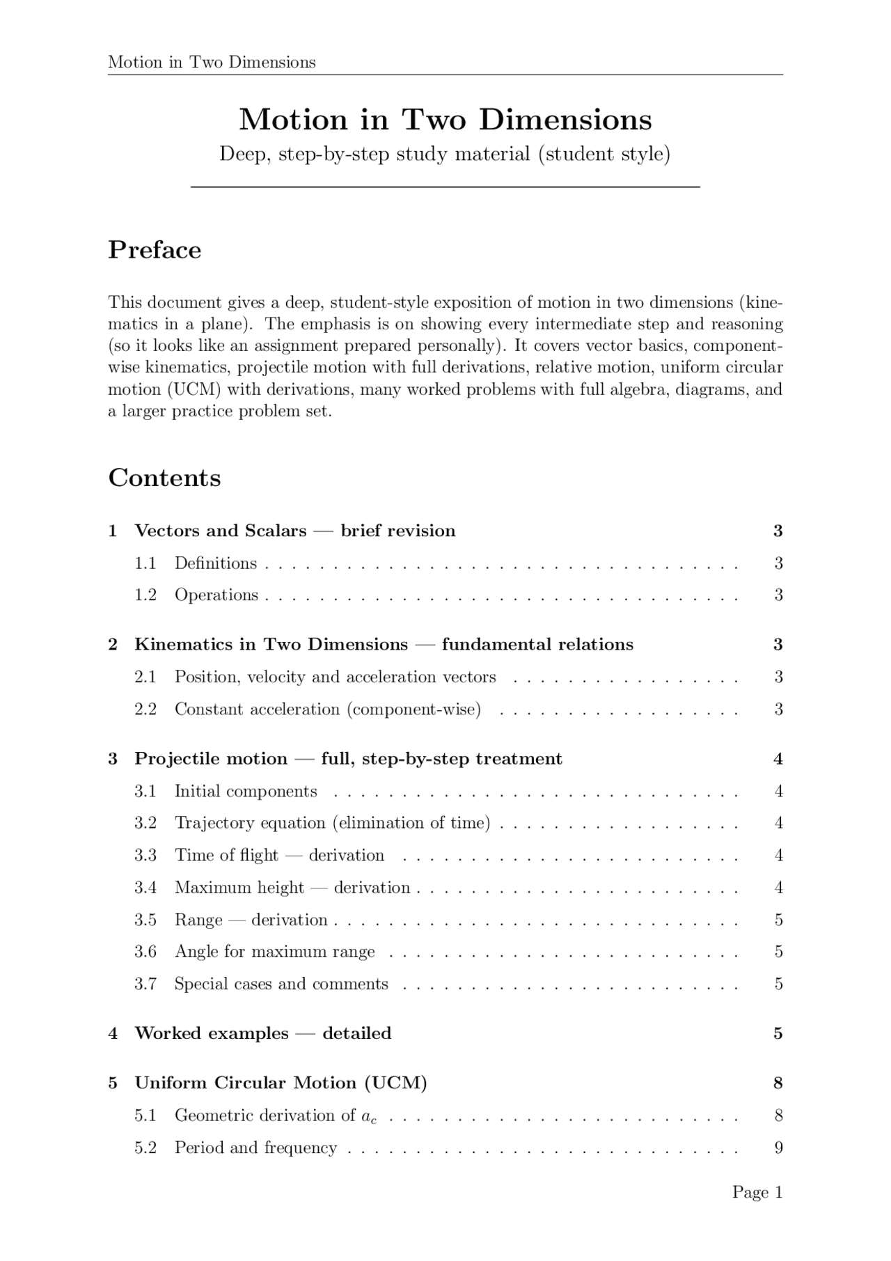 Motion in Two Dimensions — Step-by-Step Notes & Worked Examples (Clear ...