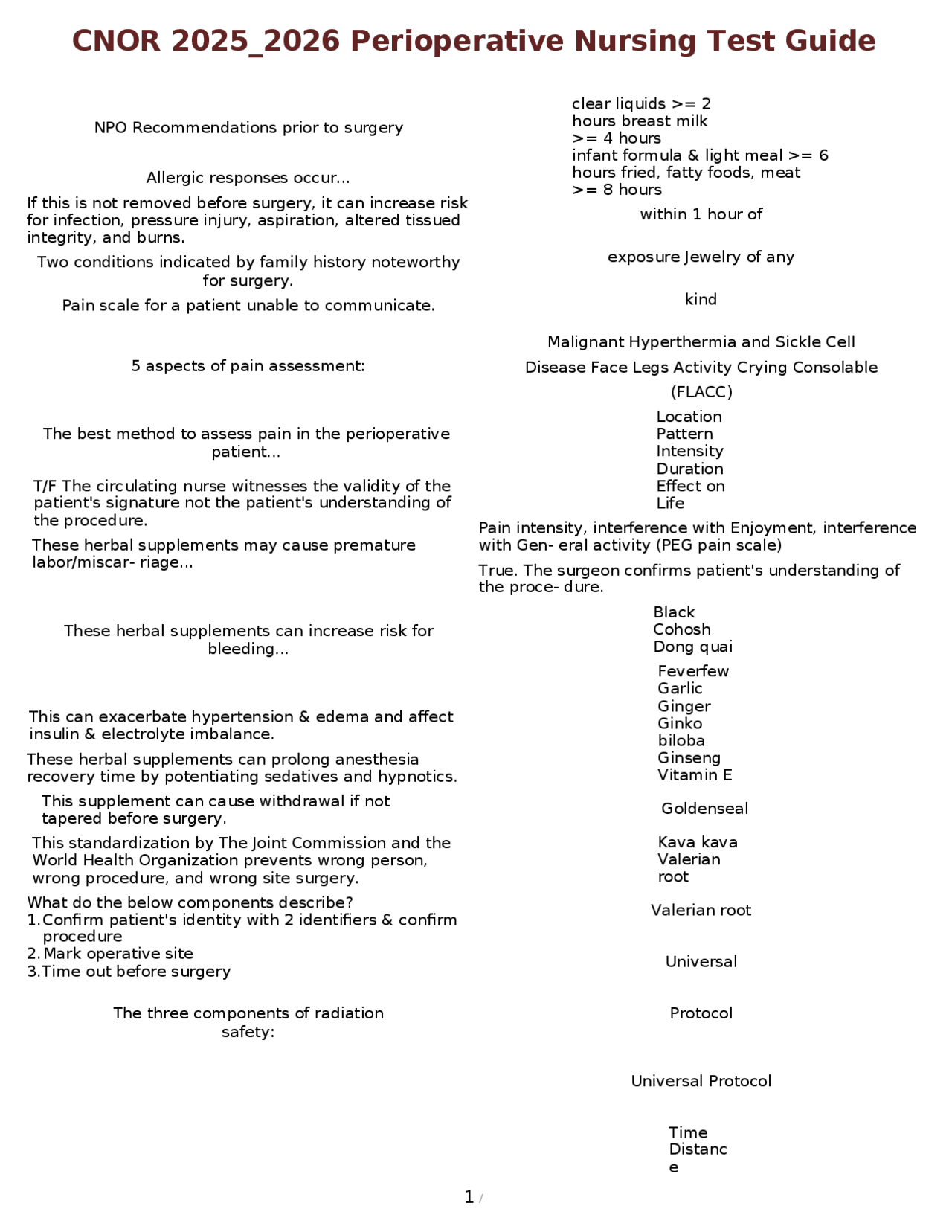 CNOR 2025-2026 Perioperative Nursing Test Guide | Exams Nursing | Docsity