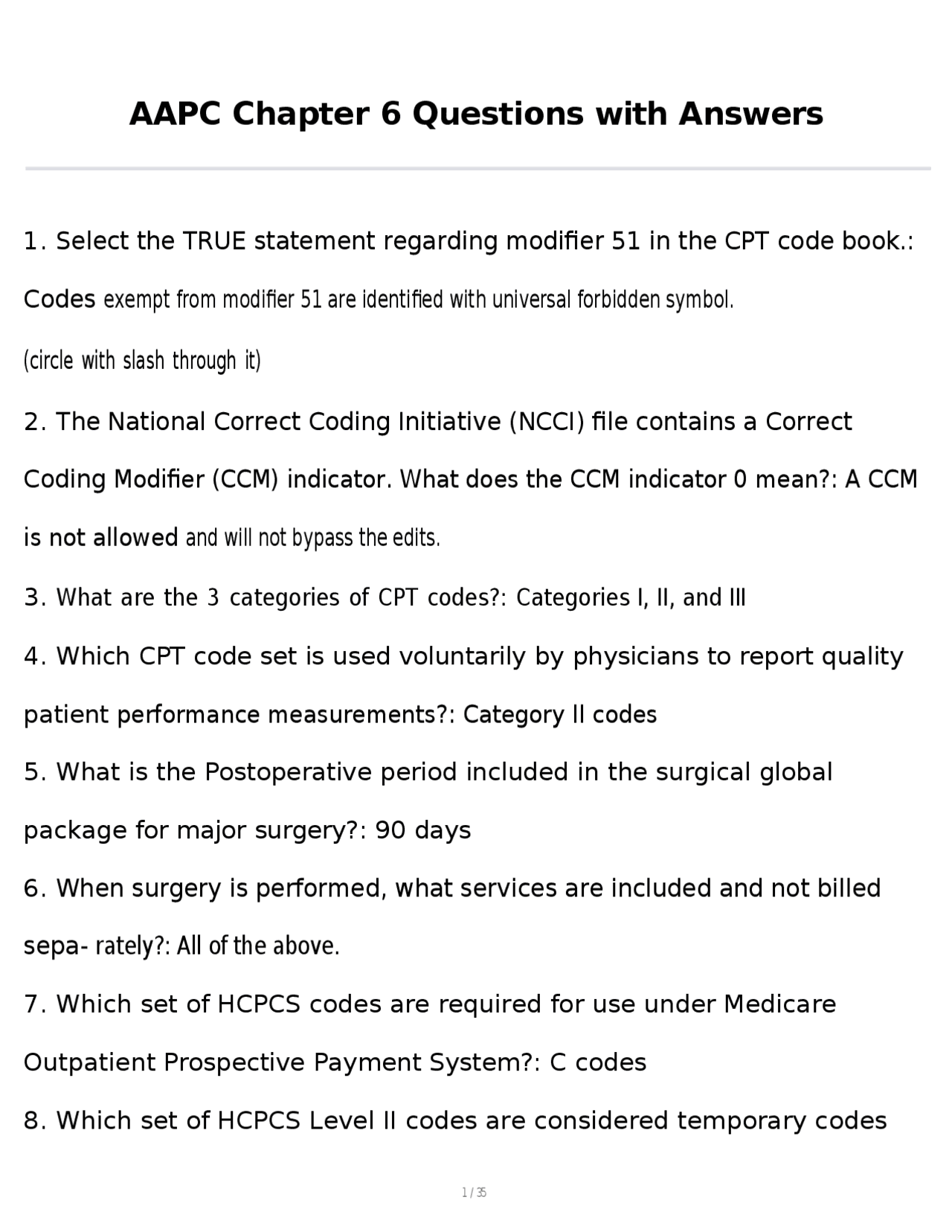 One Medical Coding Question AAPC Chapter 6 Medical Coding Questions and Answers | Exams Medicine ...