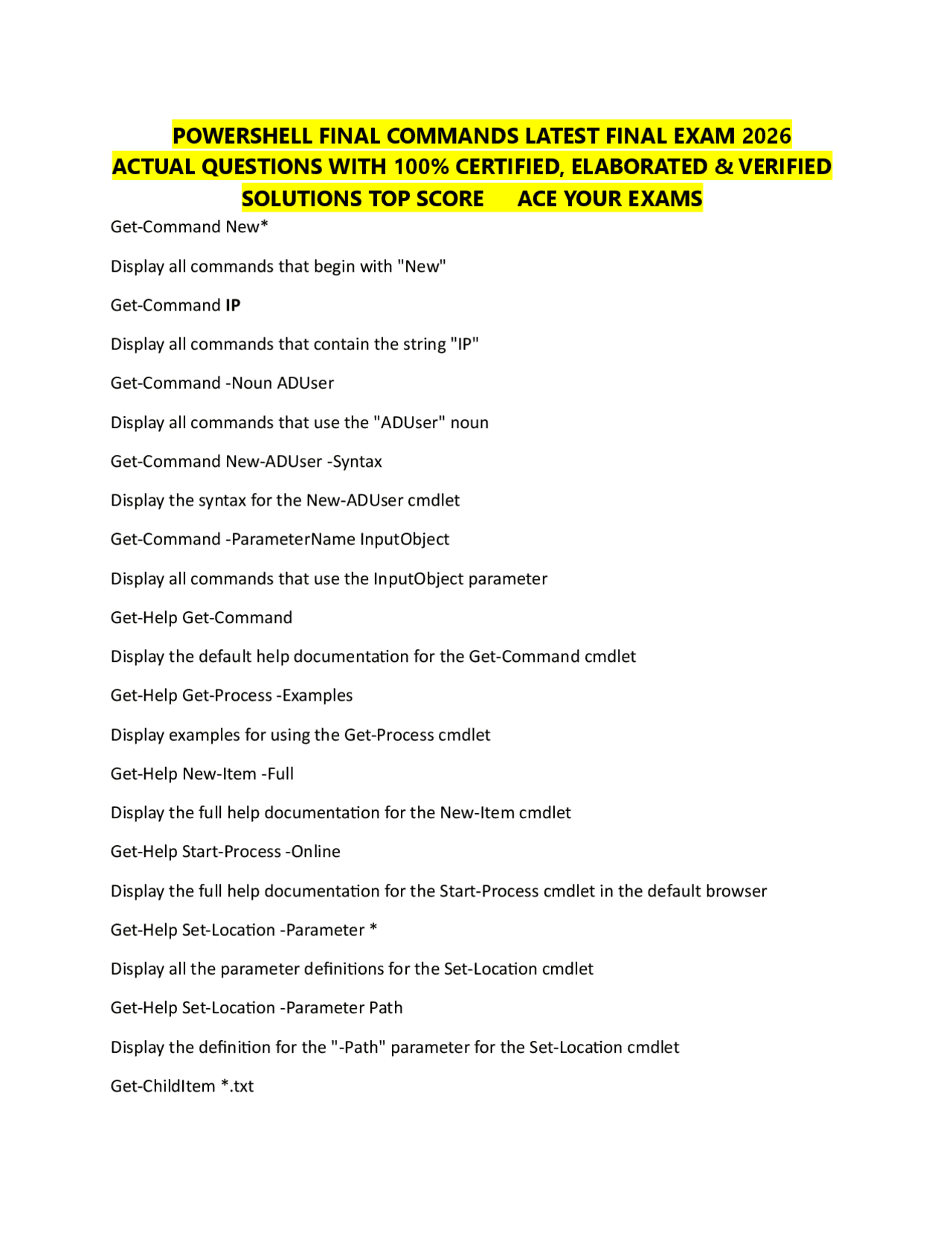 PowerShell Commands and Examples for Exam Preparation | Exams Computer ...