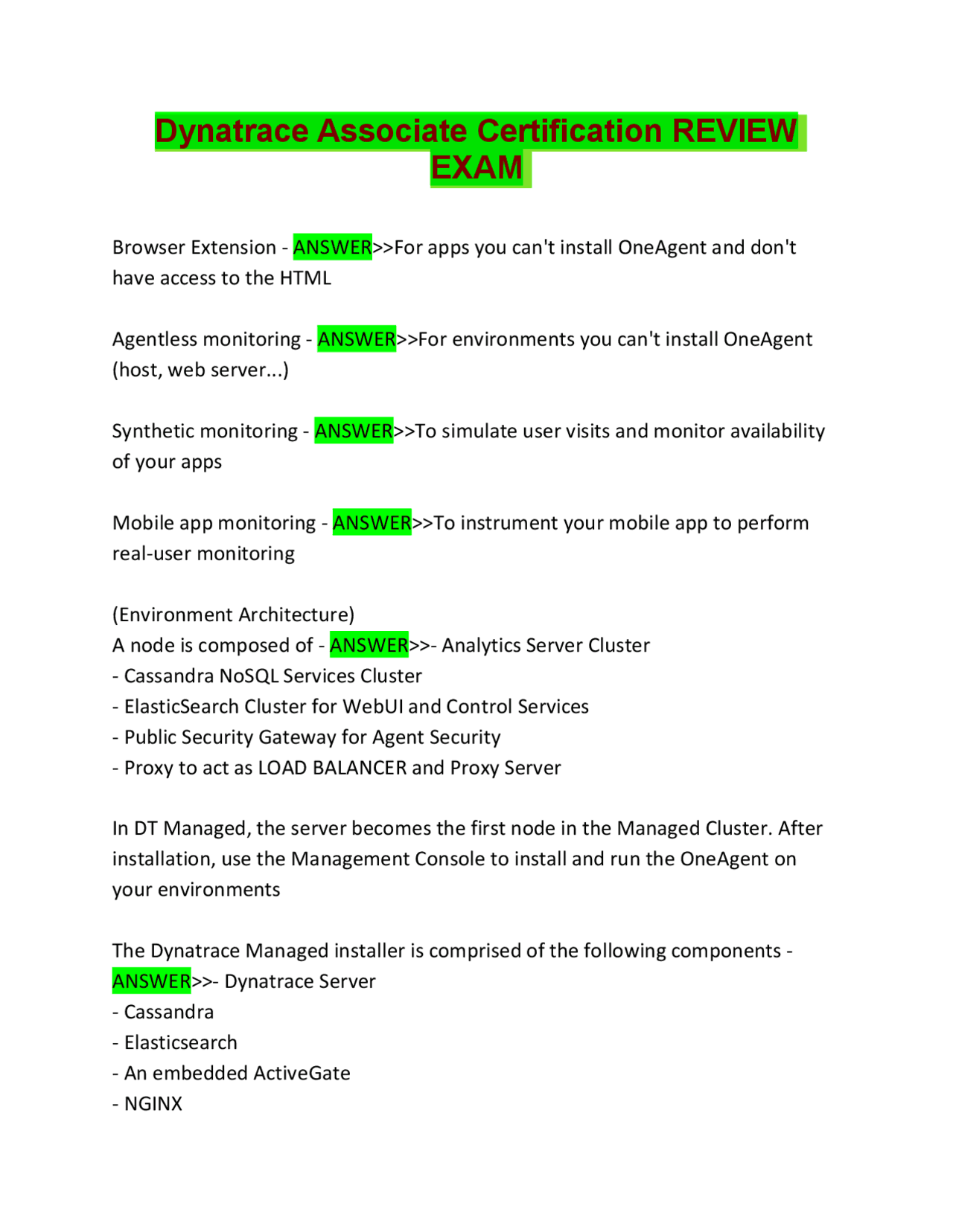 Dynatrace Associate Certification Exam Review: Q&A Guide | Exams ...