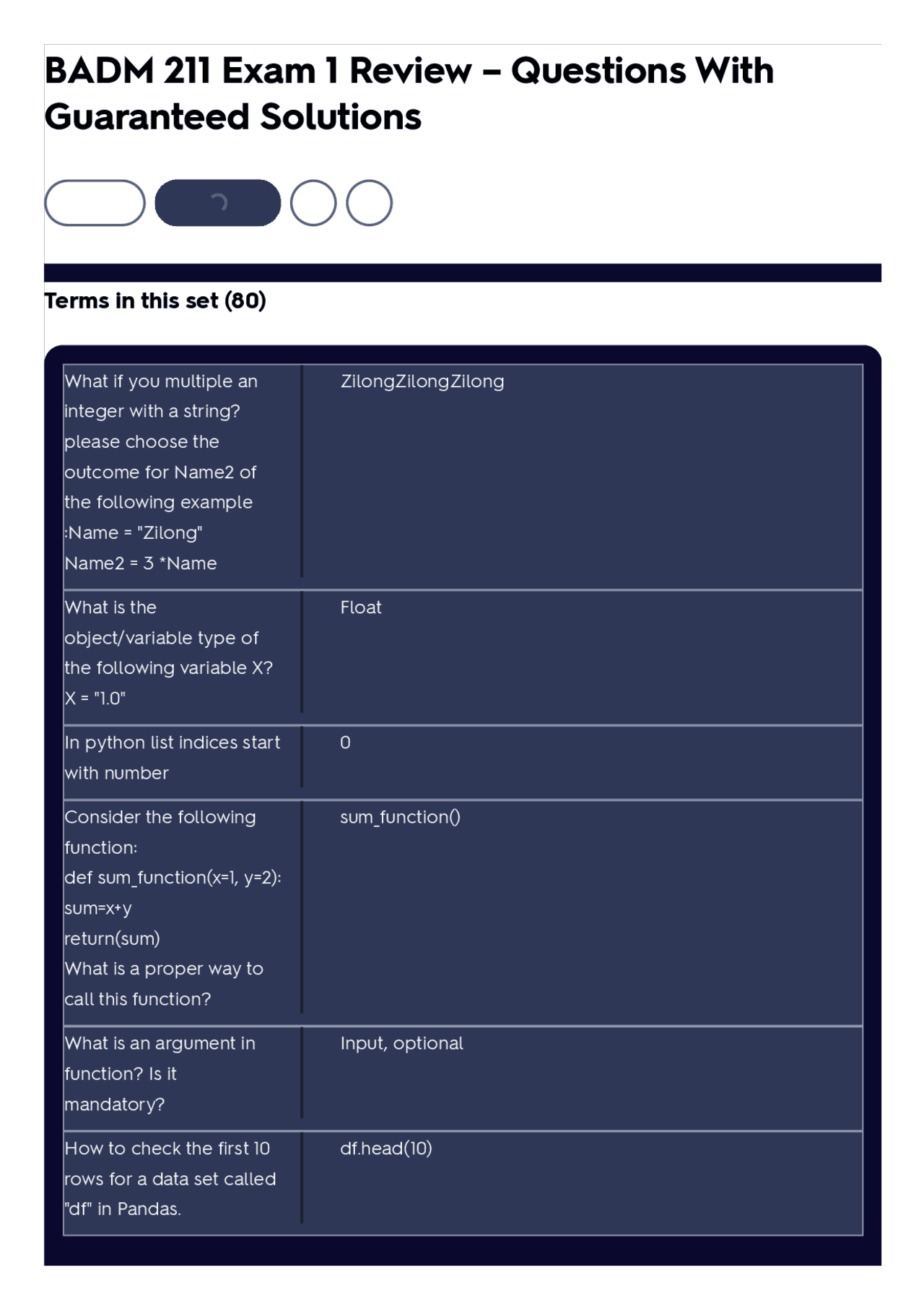 Python Programming Exam 1 Review: Questions and Solutions | Exams ...