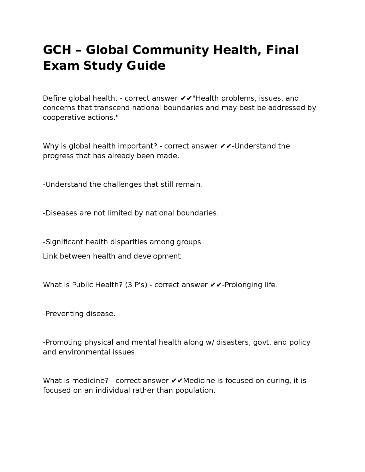 Global Community Health Final Exam Study Guide | Exams Advanced ...