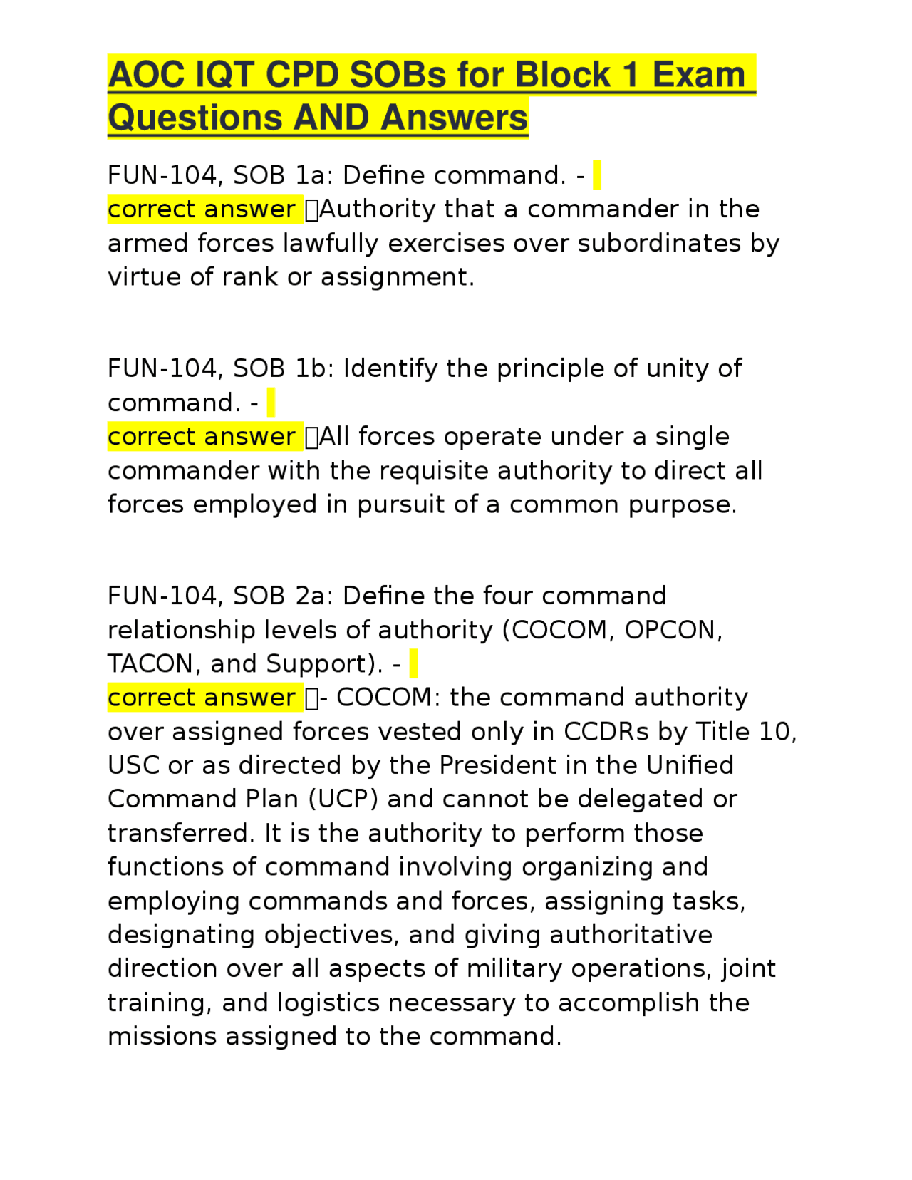 Military Command and Control: Exam Questions and Answers | Exams ...