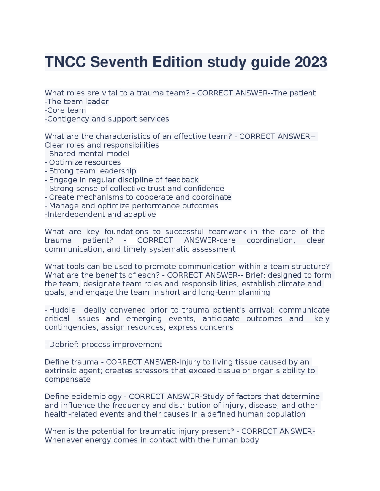 TNCC_Seventh_Edition_study_guide_2023.pdf.docx | Exams Nursing | Docsity