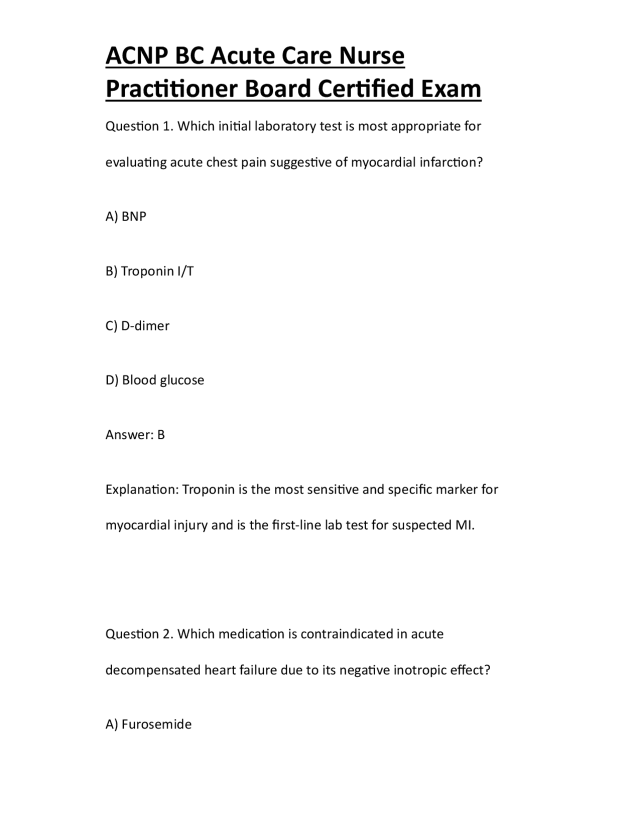 ACNP BC Acute Care Nurse Practitioner Board Certified Exam | Exams ...