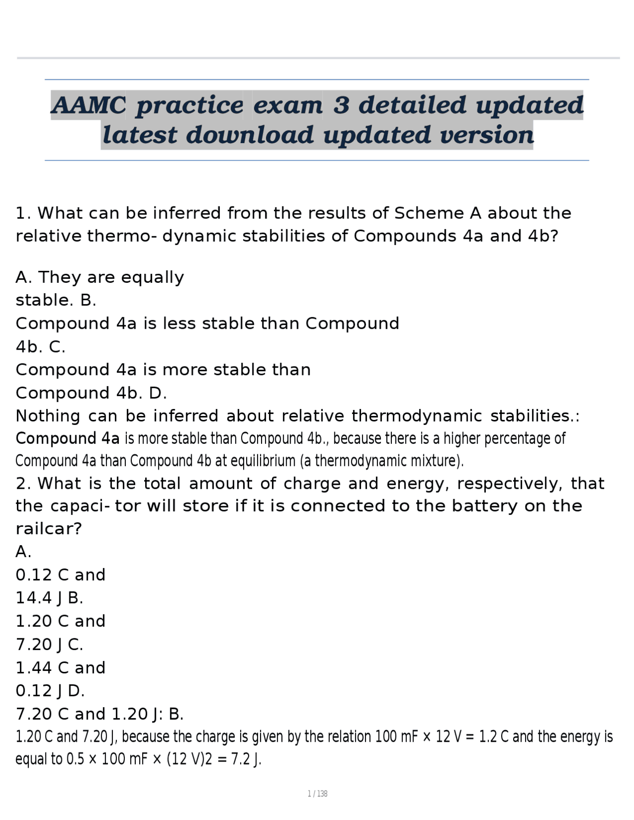 AAMC practice exam 3 detailed updated latest download updated version ...