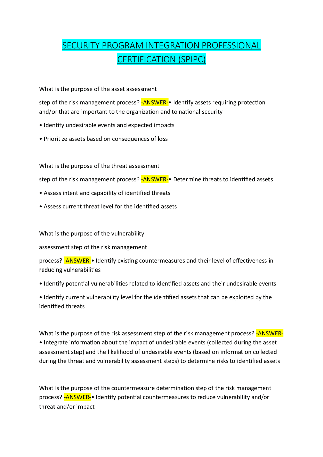 Security Program Integration and Risk Management: Q&A | Exams Security ...
